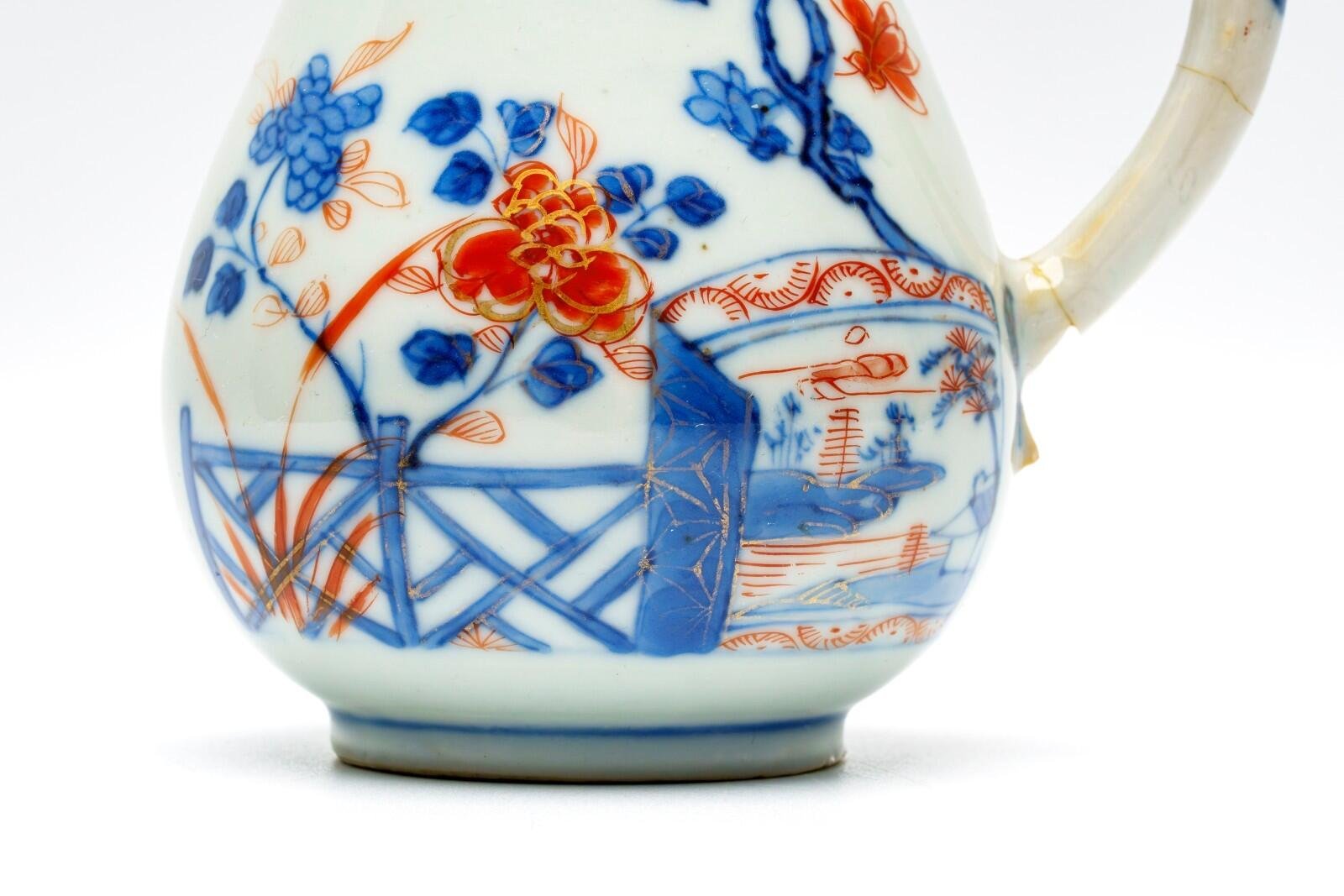 Chinese Porcelain Kangxi Jug Creamer Cover Imari Gilt Flower Qing Period 18C - Image 5