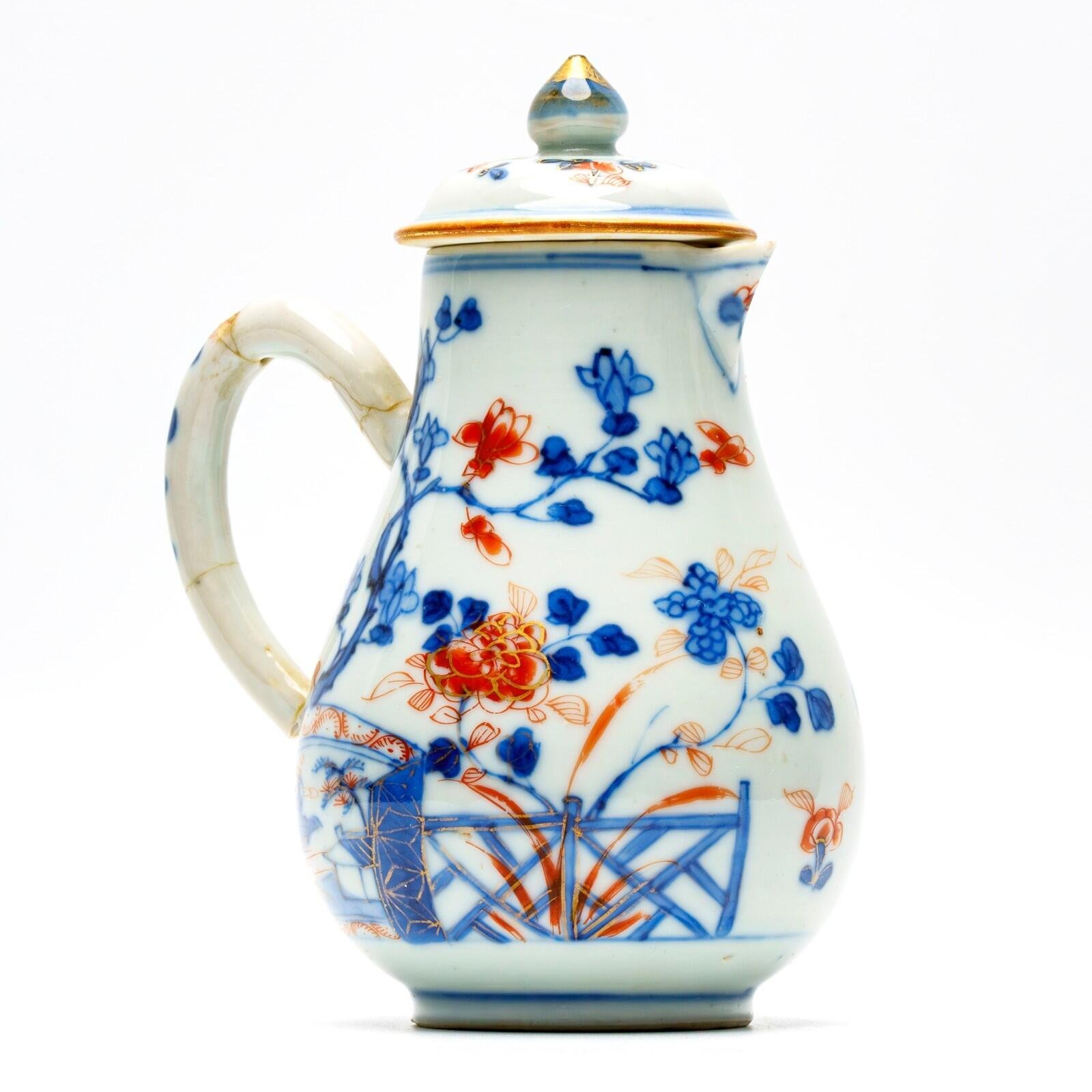 Chinese Porcelain Kangxi Jug Creamer Cover Imari Gilt Flower Qing Period 18C - Image 8