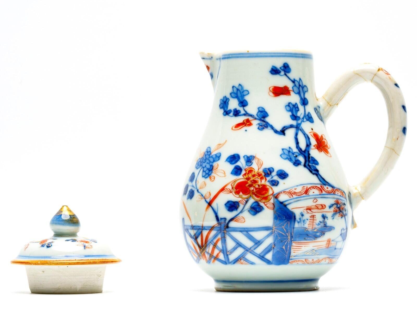 Chinese Porcelain Kangxi Jug Creamer Cover Imari Gilt Flower Qing Period 18C - Image 11
