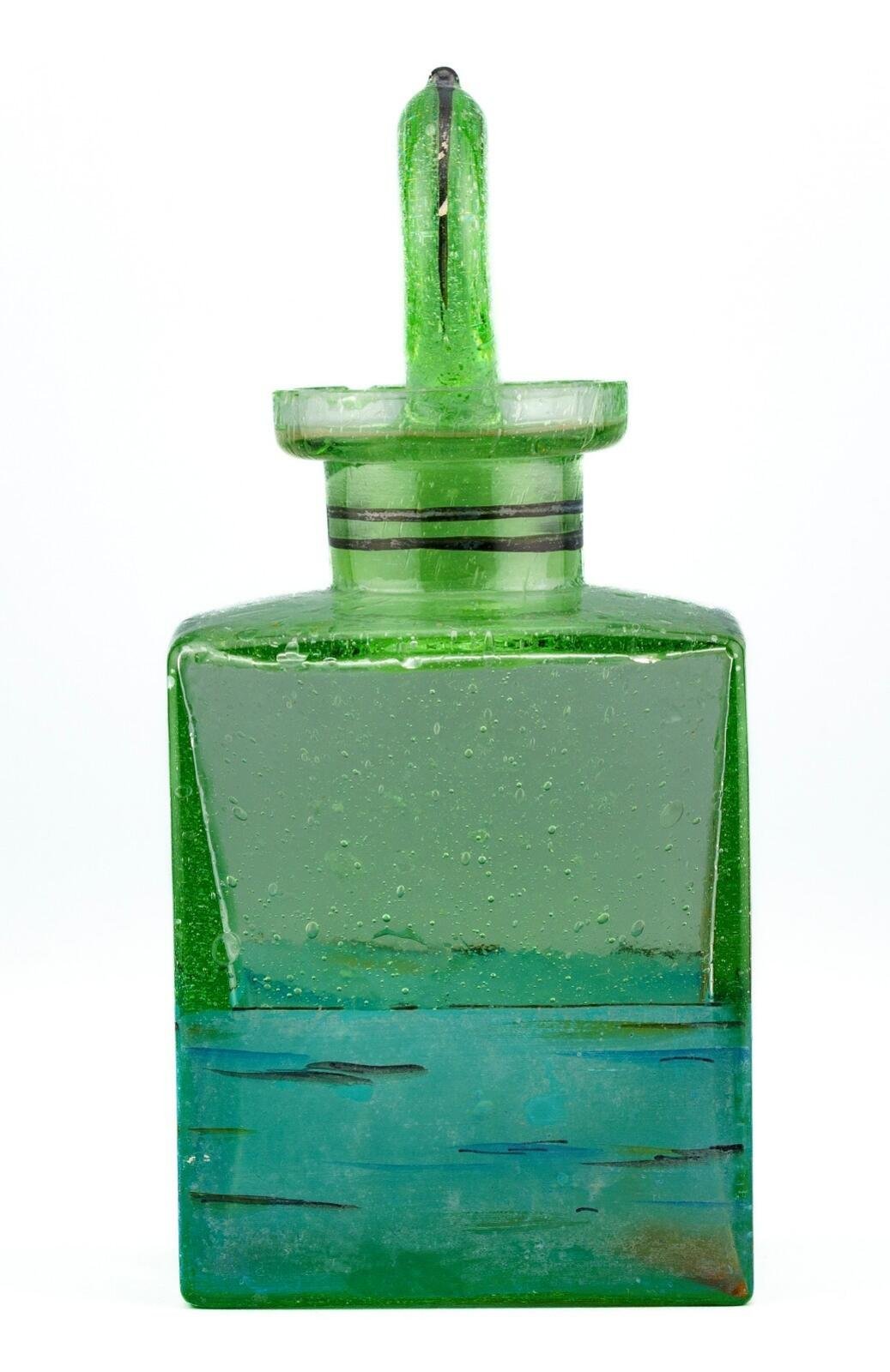Czechoslovakia Green Glass Perfume Bottle Stopper Painted Sailing Ship Era 20C - Image 3