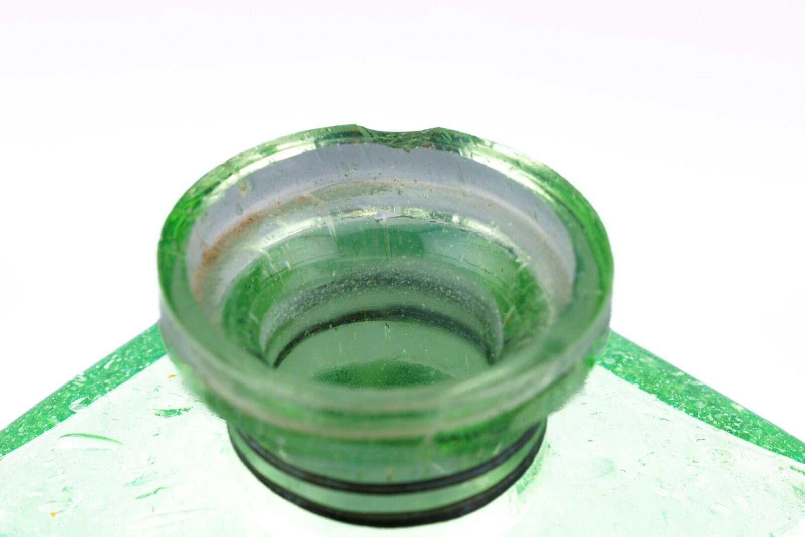 Czechoslovakia Green Glass Perfume Bottle Stopper Painted Sailing Ship Era 20C - Image 7