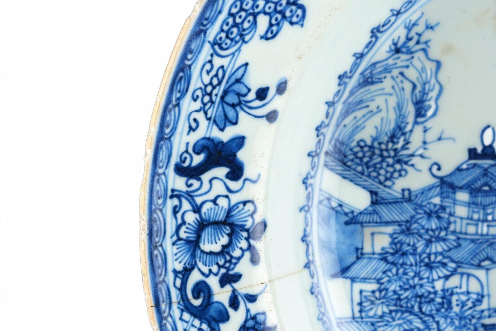 Chinese Qianlong Plate Porcelain Blue White Landscape Qing Dynasty 18th Century - Image 8