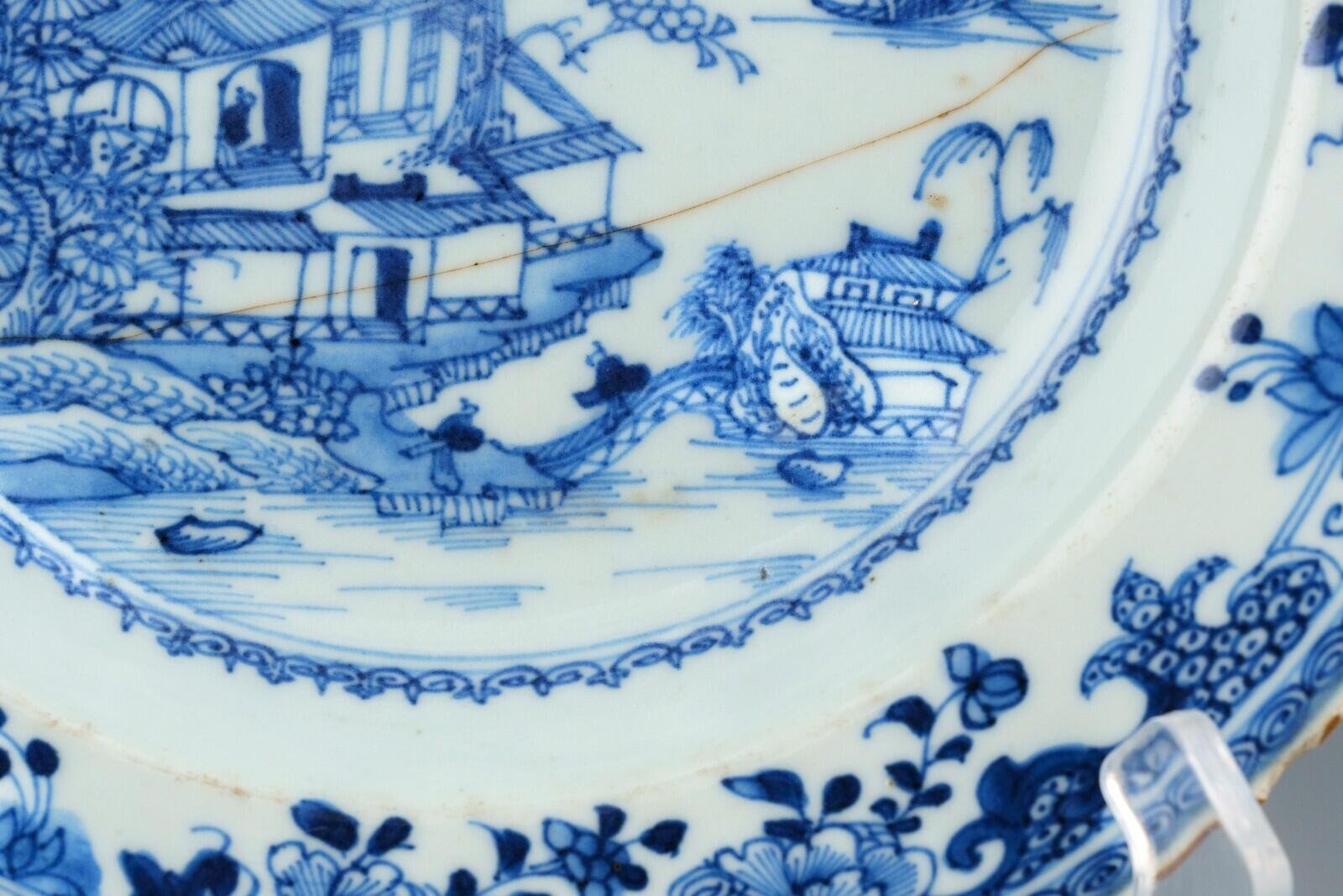 Chinese Qianlong Plate Porcelain Blue White Landscape Qing Dynasty 18th Century - Image 10
