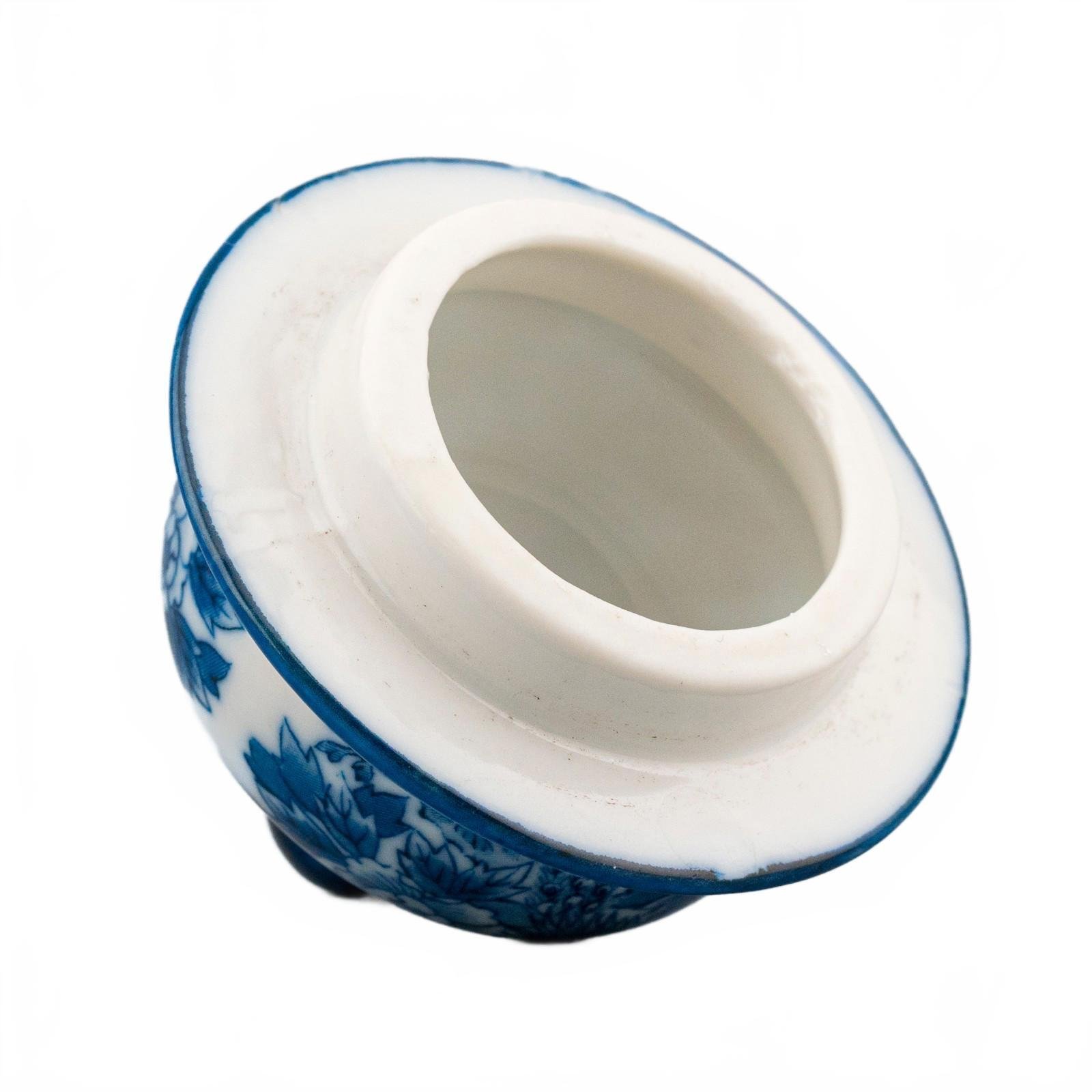 England Porcelain Vase Teapot Cover Blue White Bird Peacock Period 20th Century - Image 4