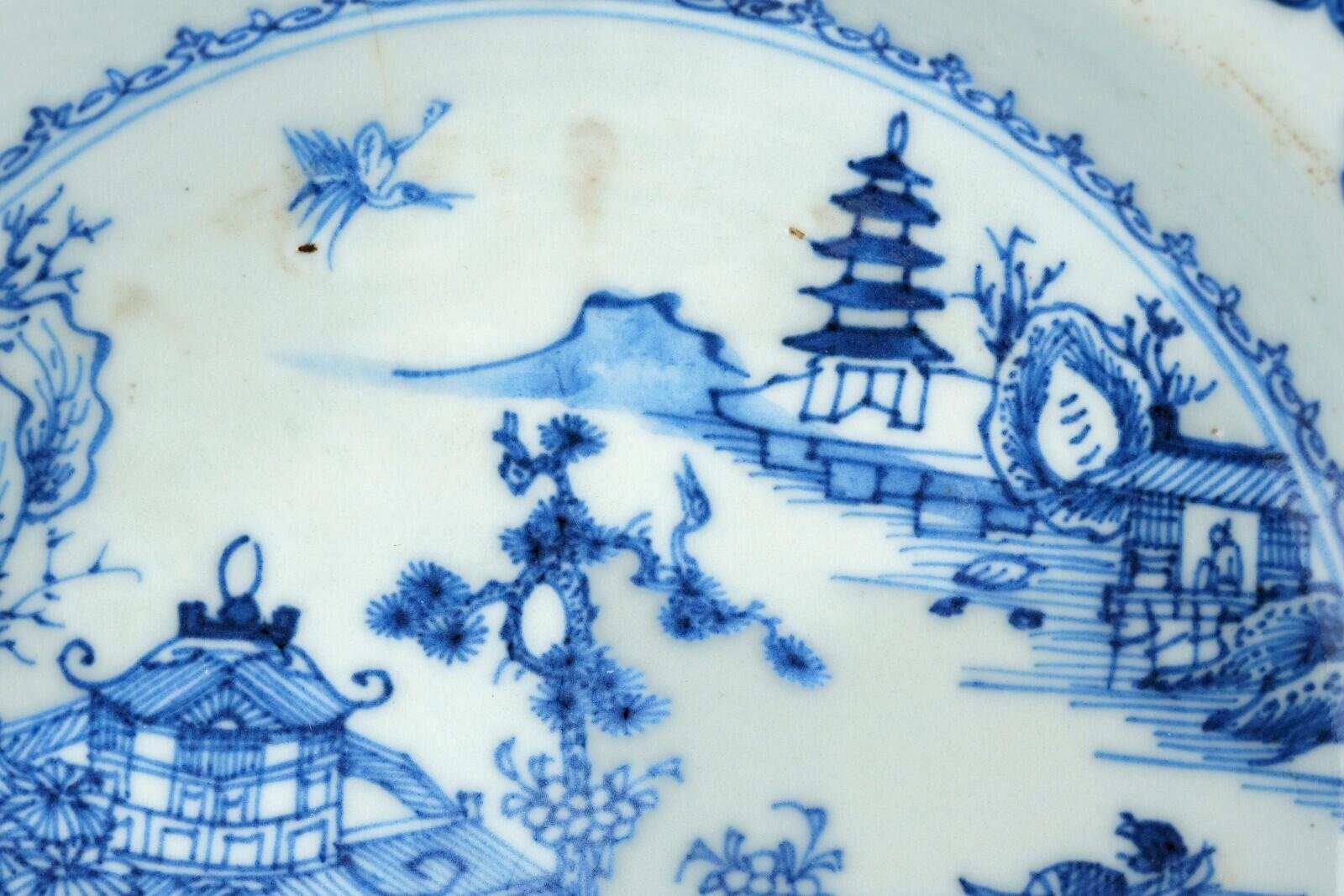 Chinese Qianlong Plate Porcelain Blue White Landscape Qing Dynasty 18th Century - Image 12