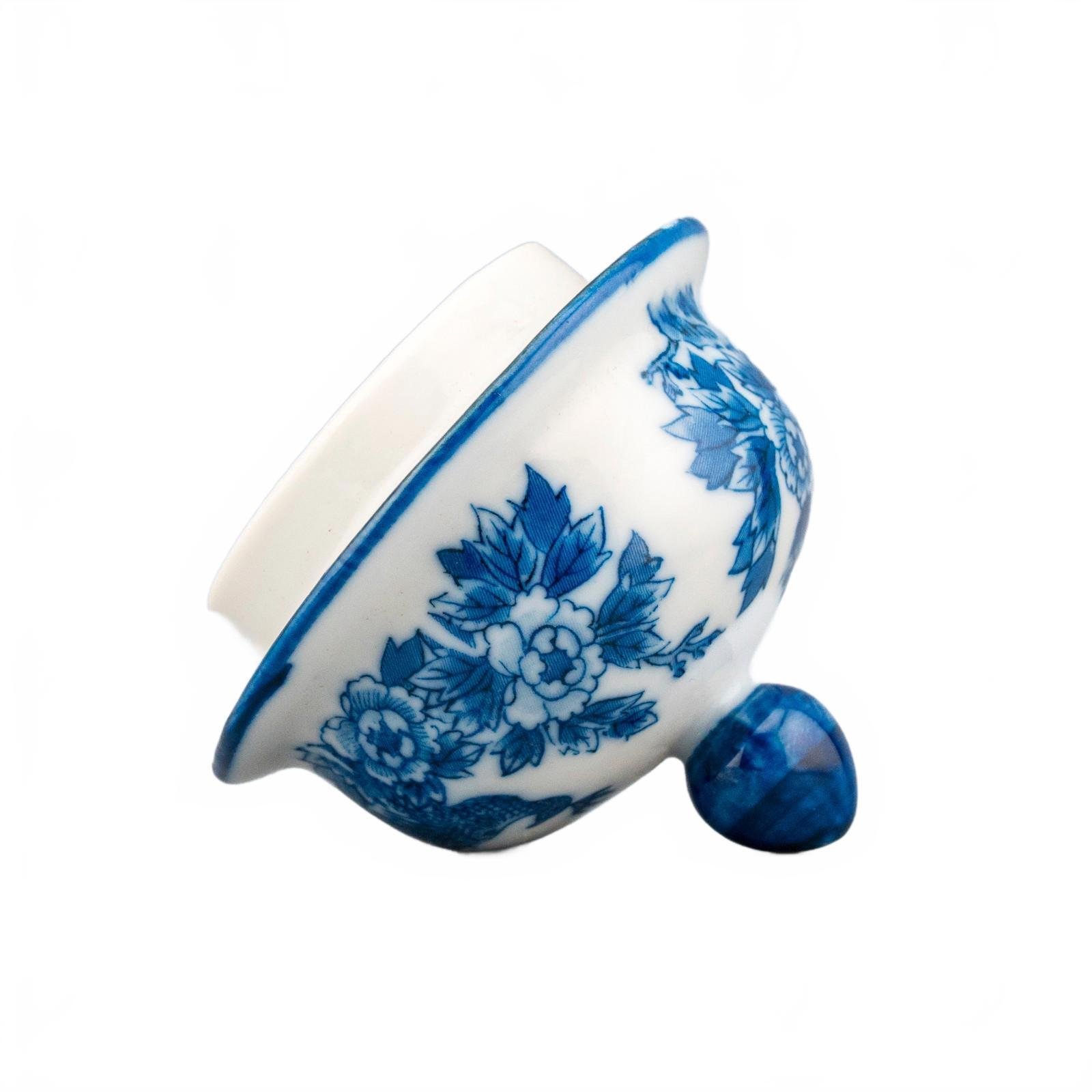 England Porcelain Vase Teapot Cover Blue White Bird Peacock Period 20th Century - Image 6
