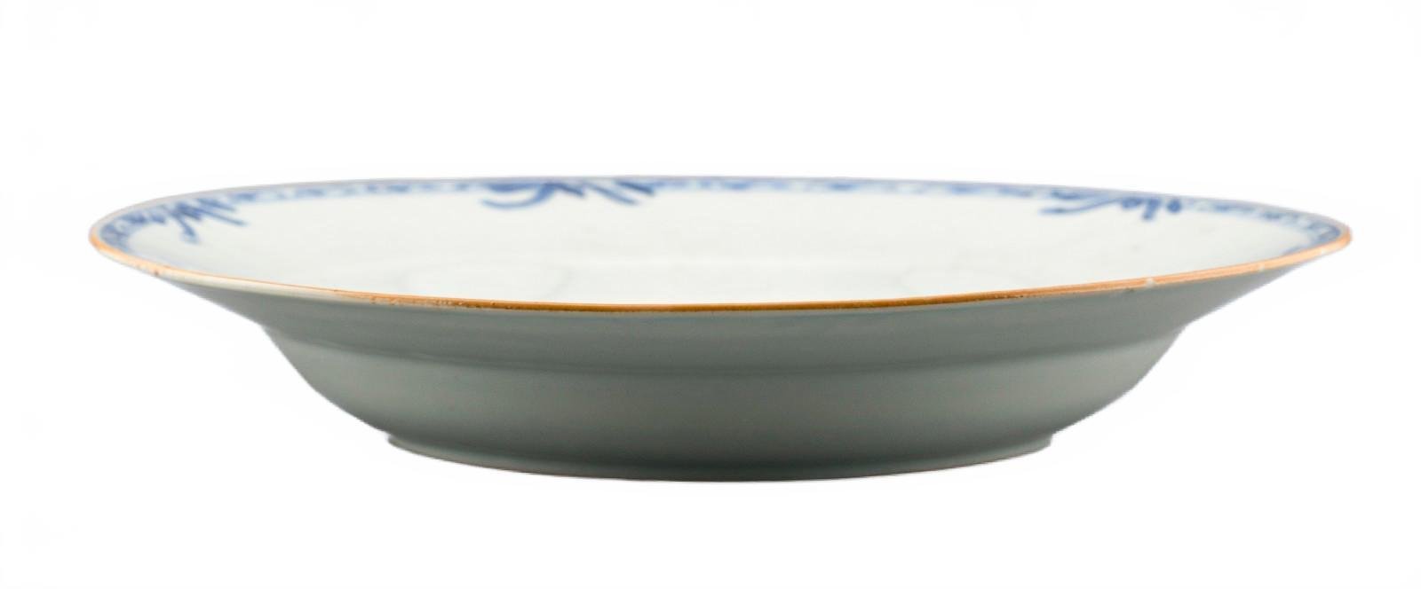 Chinese Porcelain Soup Plate Blue White Flower Qianlong Qing Period 18th C - Image 4