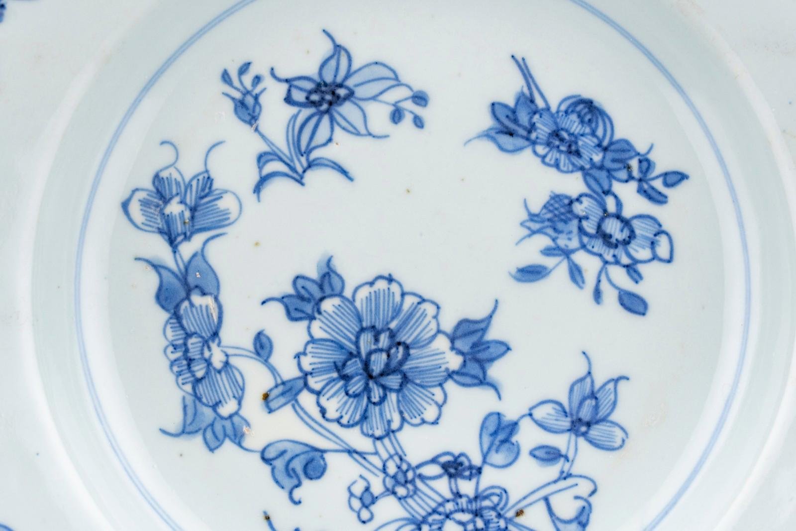 Chinese Porcelain Soup Plate Blue White Flower Qianlong Qing Period 18th C - Image 5
