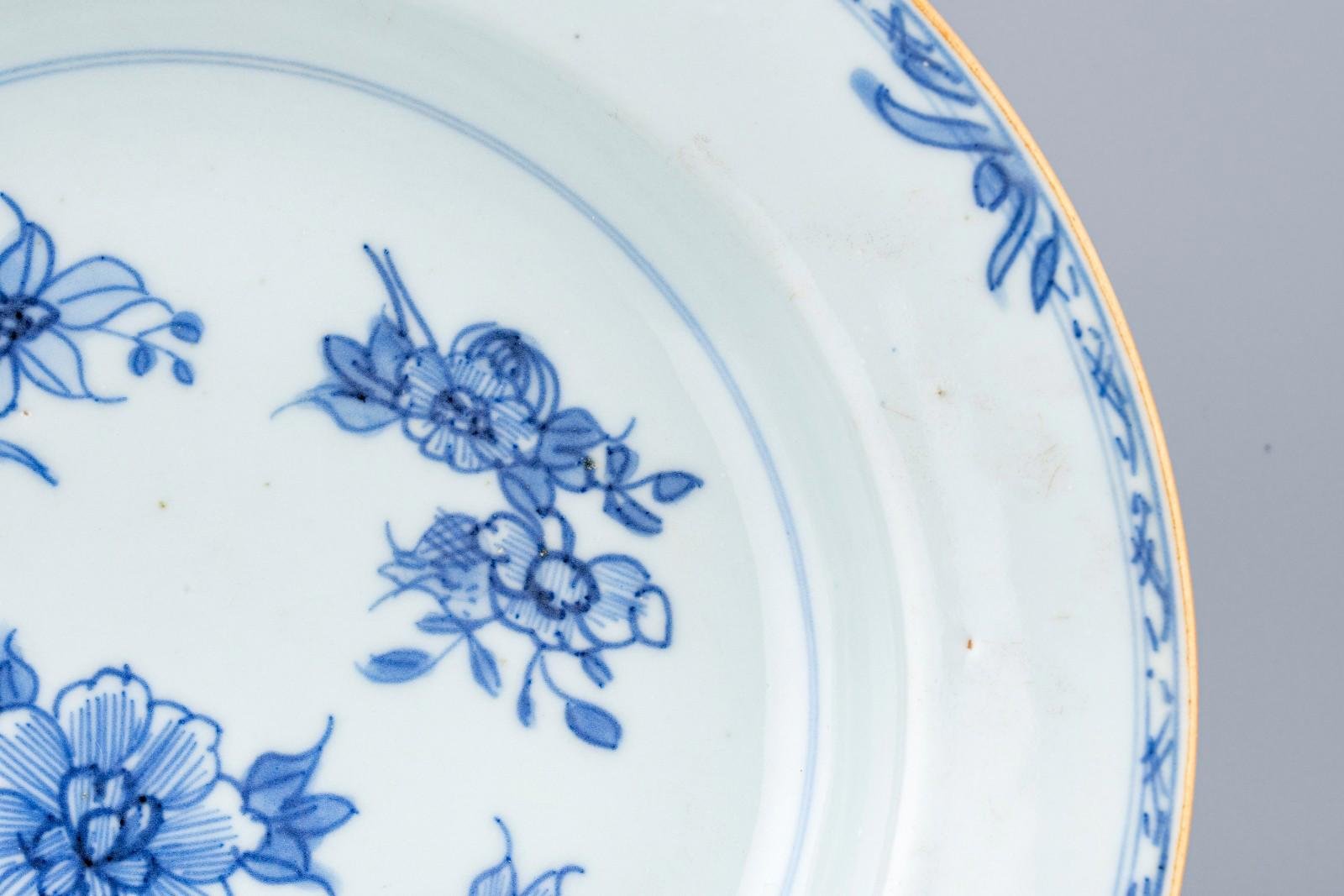 Chinese Porcelain Soup Plate Blue White Flower Qianlong Qing Period 18th C - Image 8