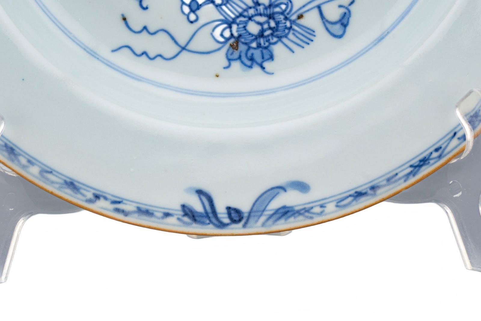 Chinese Porcelain Soup Plate Blue White Flower Qianlong Qing Period 18th C - Image 9