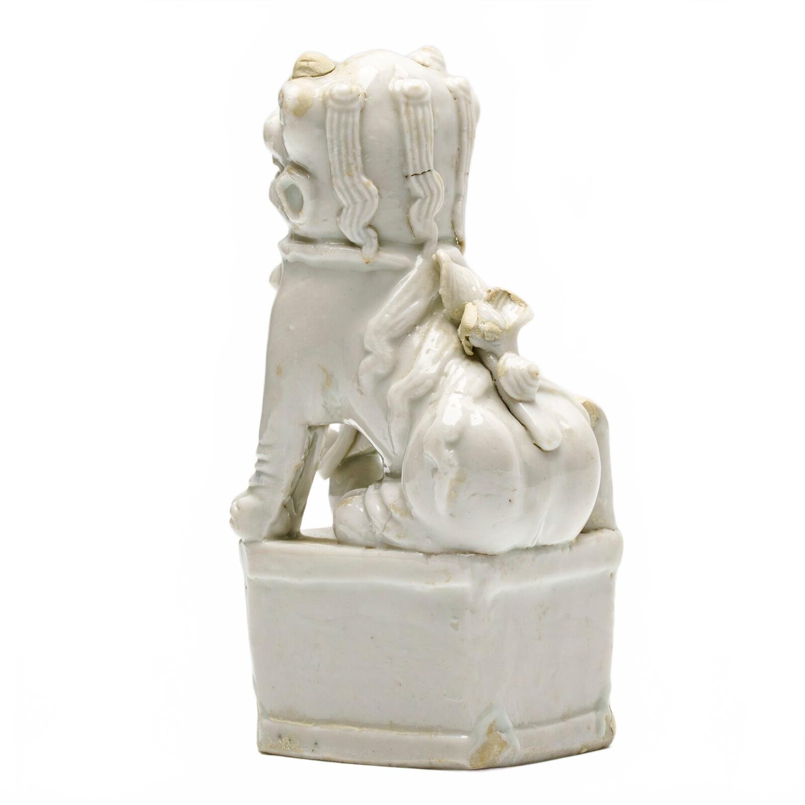 Chinese Buddhist Foo Lion Figure Blanc De Chine Dehua Joss Stick Qing Holder 17C - Image 6