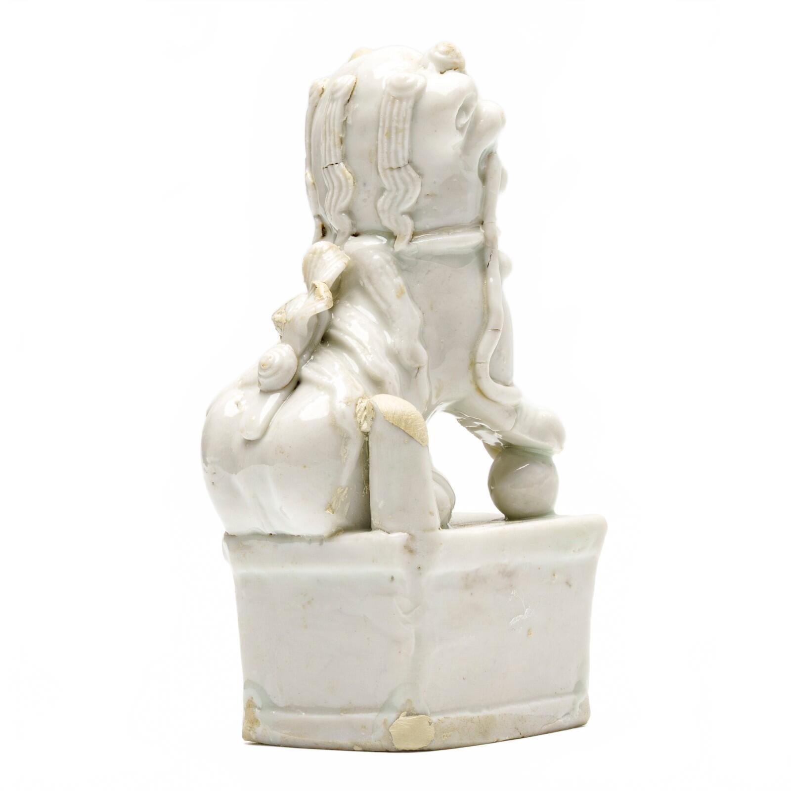 Chinese Buddhist Foo Lion Figure Blanc De Chine Dehua Joss Stick Qing Holder 17C - Image 8