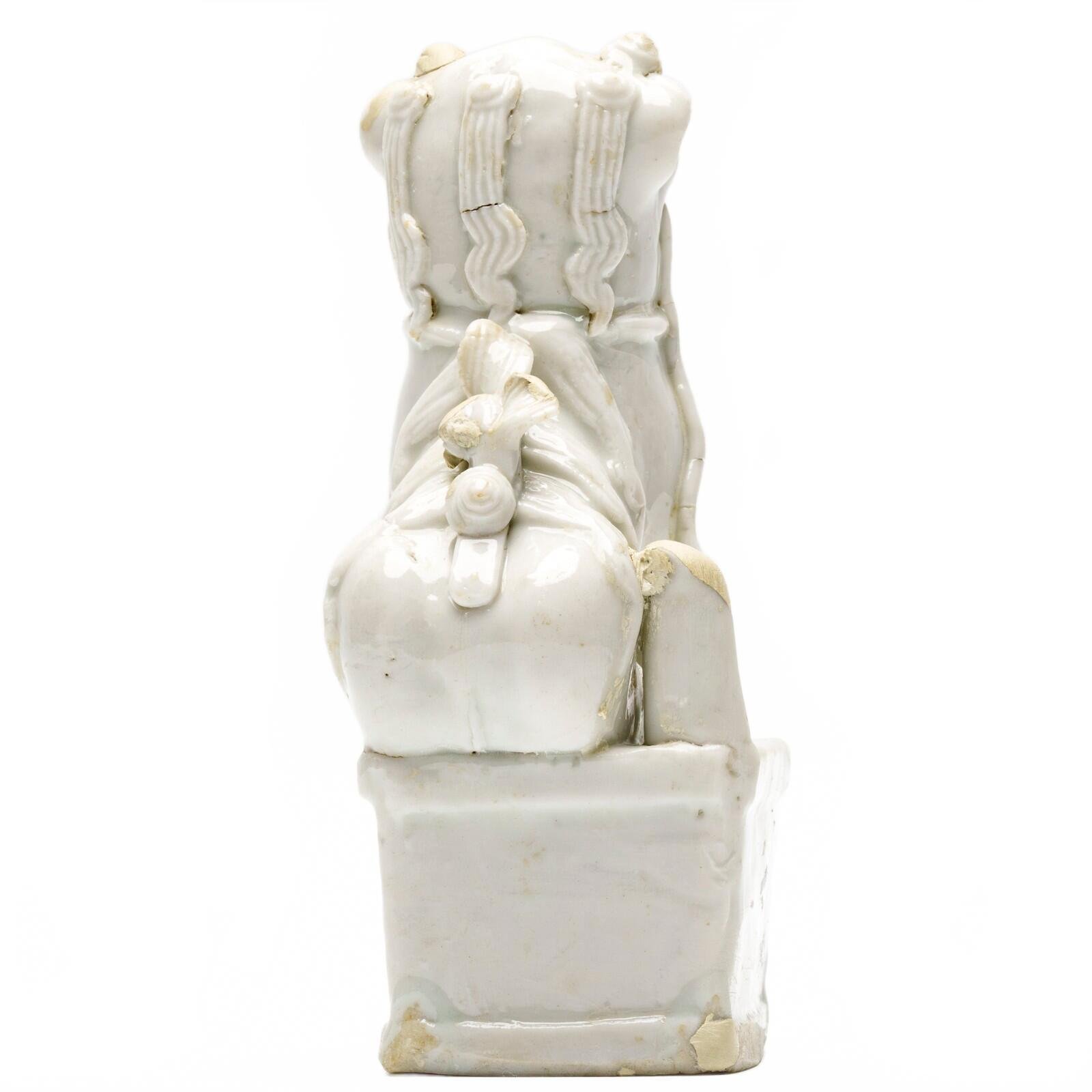 Chinese Buddhist Foo Lion Figure Blanc De Chine Dehua Joss Stick Qing Holder 17C - Image 9