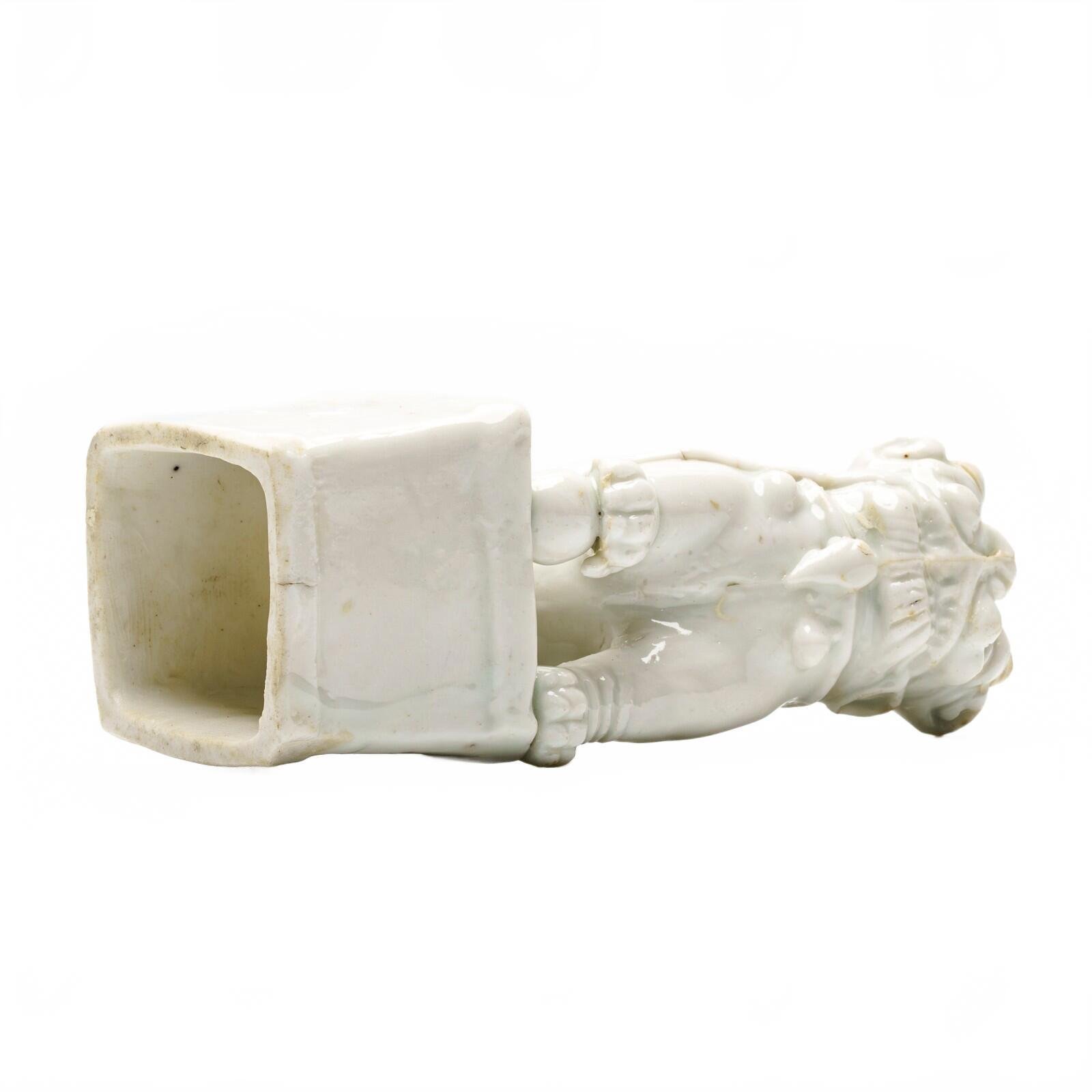 Chinese Buddhist Foo Lion Figure Blanc De Chine Dehua Joss Stick Qing Holder 17C - Image 10