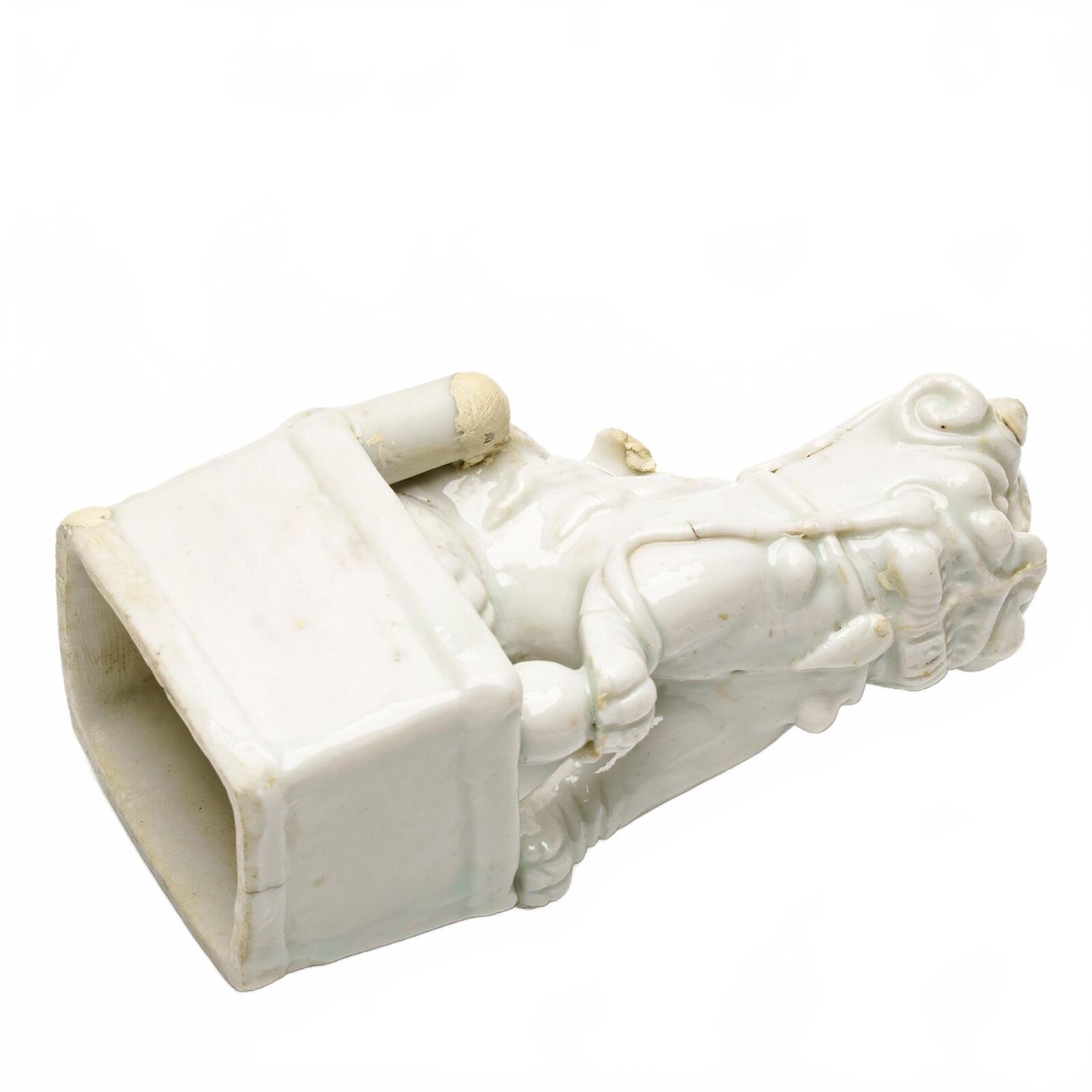 Chinese Buddhist Foo Lion Figure Blanc De Chine Dehua Joss Stick Qing Holder 17C - Image 11