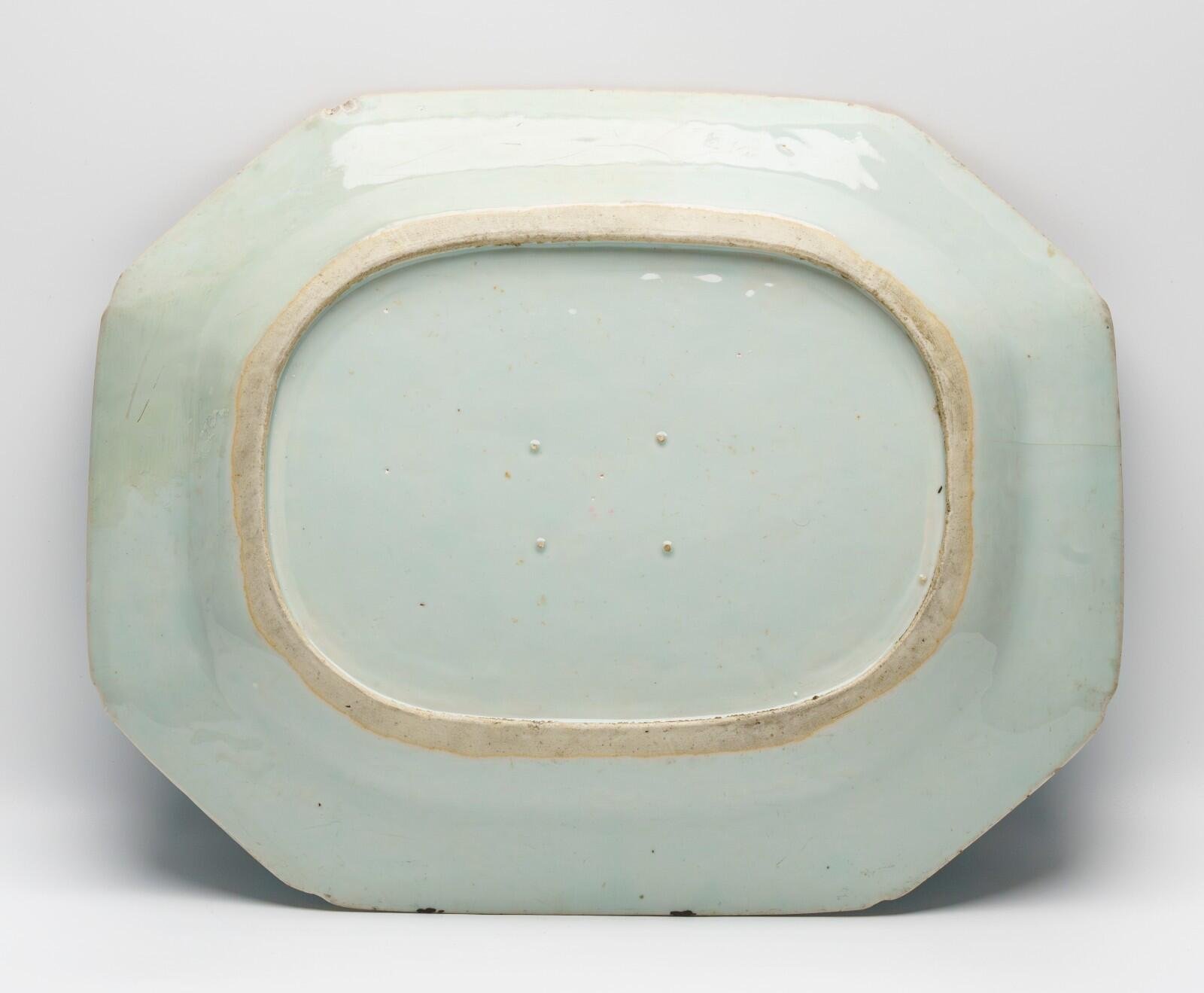 Chinese Lady Boy Porcelain Blue White Platter Brown Rim Qing Qianlong Period 18C - Image 11