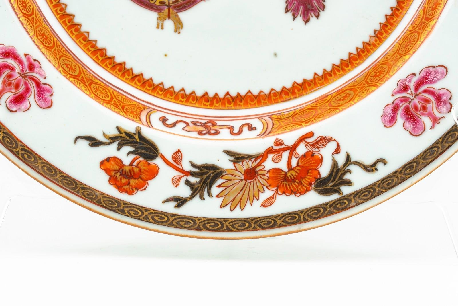 Chinese Yongzheng Armorial Visconti Cusani Plate Italian Market Famille Rose 18t - Image 6