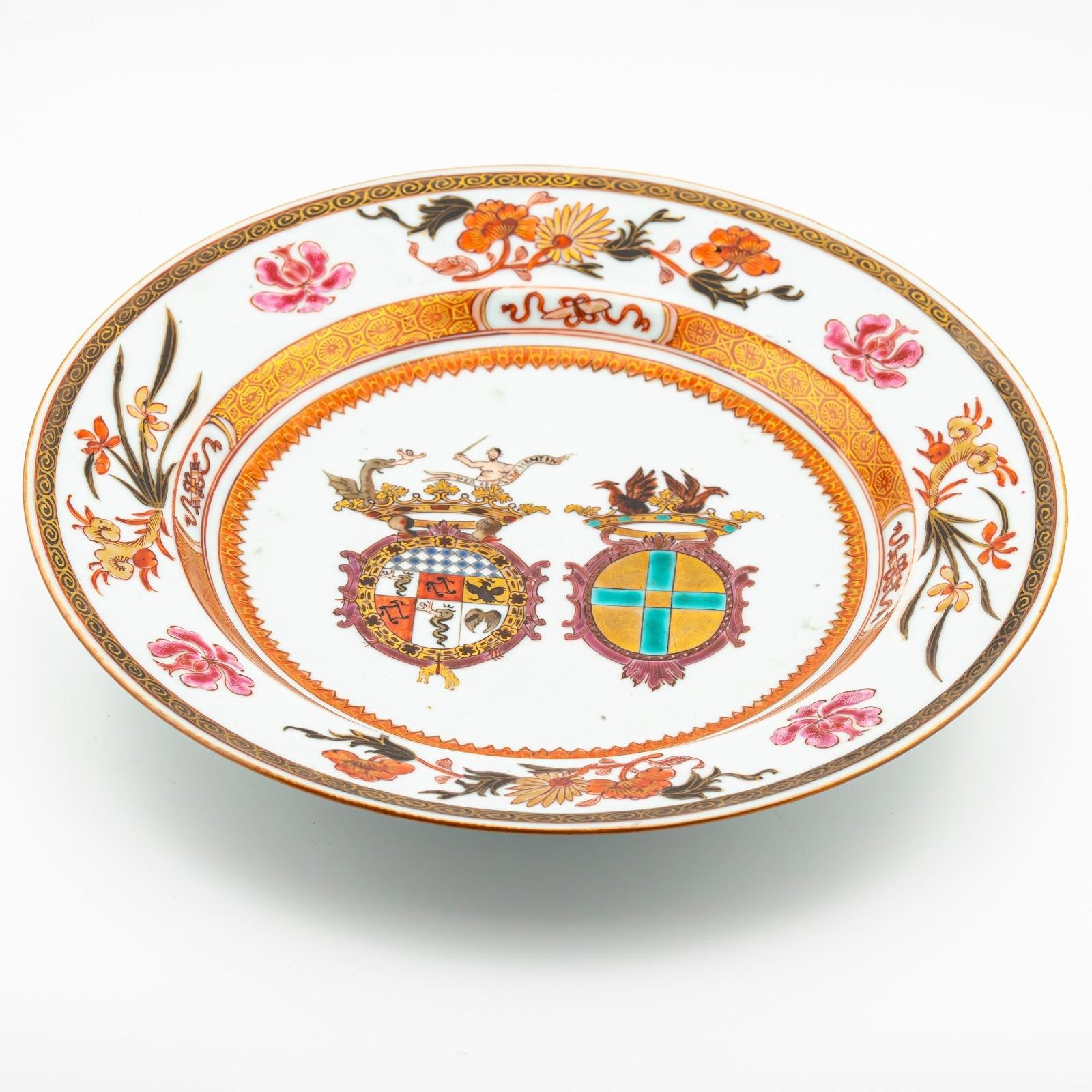 Chinese Yongzheng Armorial Visconti Cusani Plate Italian Market Famille Rose 18t - Image 10