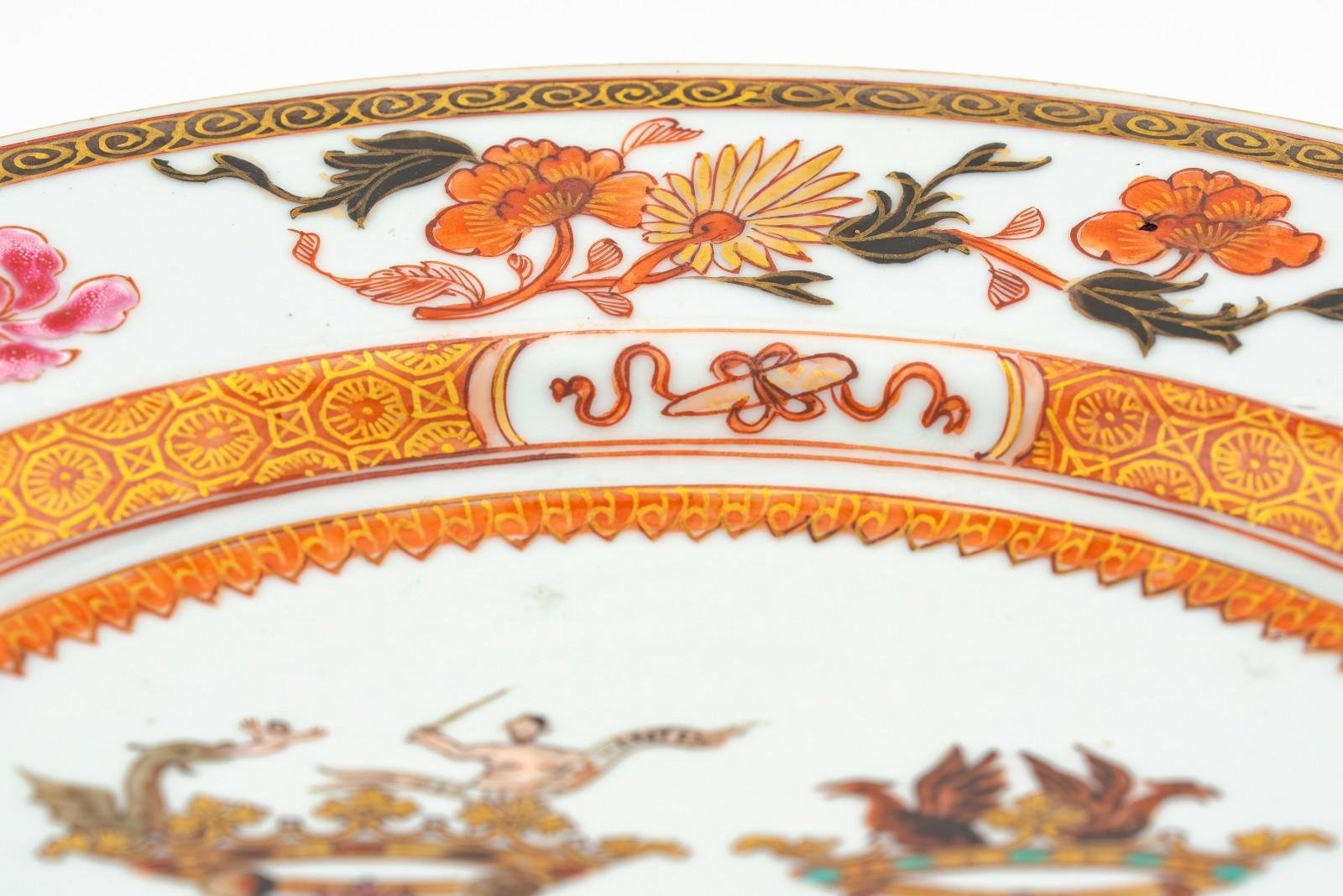 Chinese Yongzheng Armorial Visconti Cusani Plate Italian Market Famille Rose 18t - Image 12