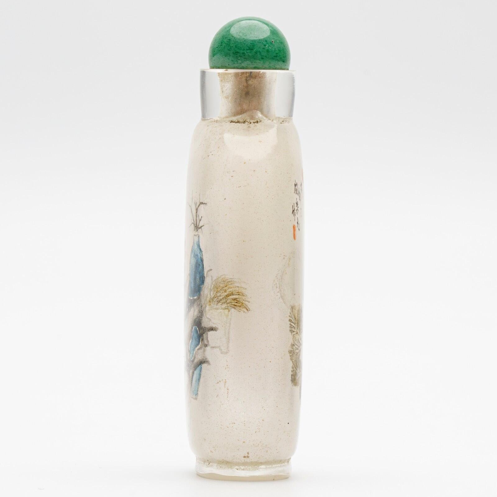 Chinese Snuff Bottle Hawk Pine Tree Peking Glass Translucent Auspicious Objects - Image 4