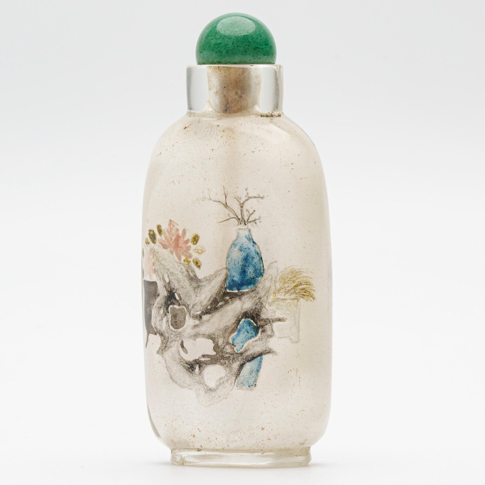 Chinese Snuff Bottle Hawk Pine Tree Peking Glass Translucent Auspicious Objects - Image 5