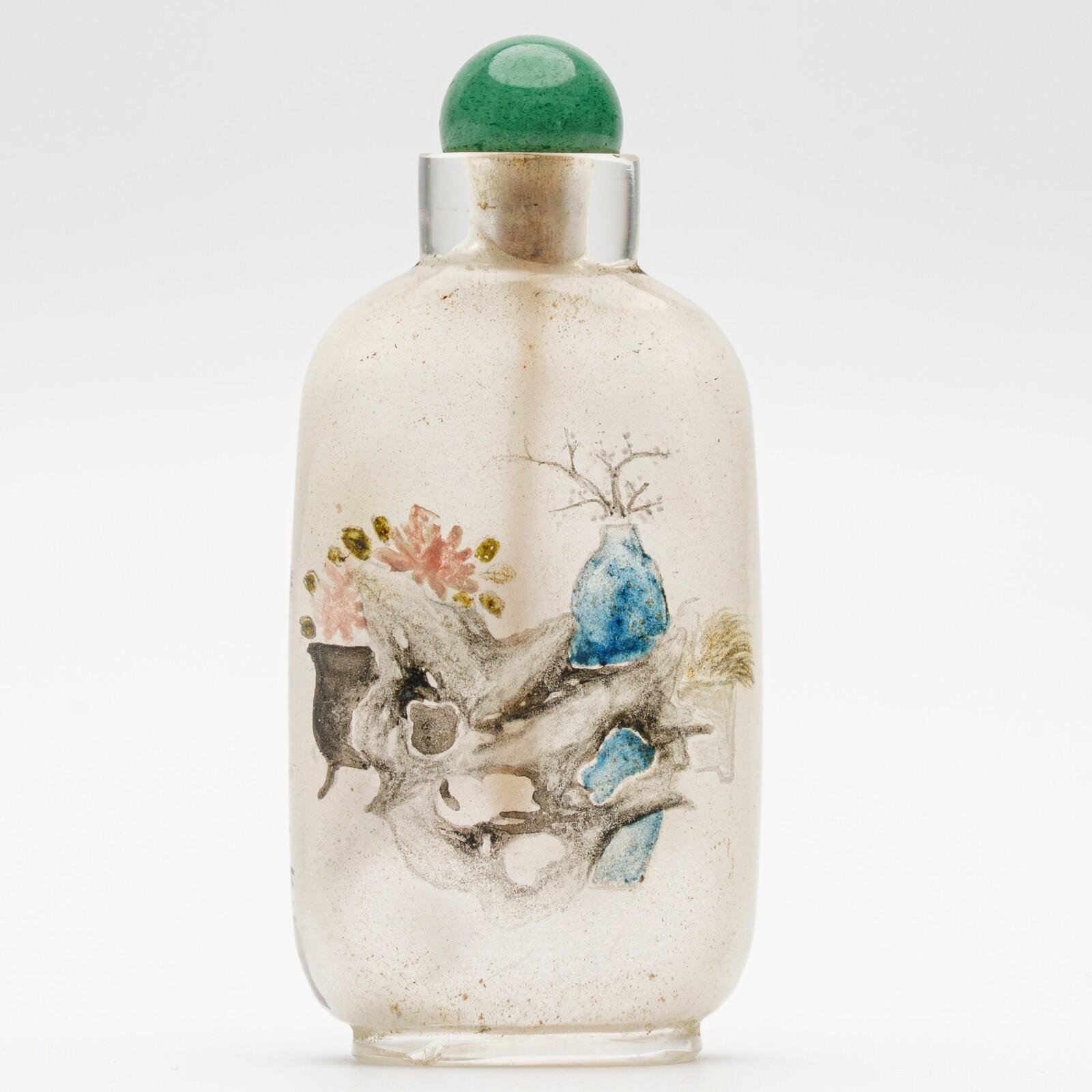 Chinese Snuff Bottle Hawk Pine Tree Peking Glass Translucent Auspicious Objects - Image 6