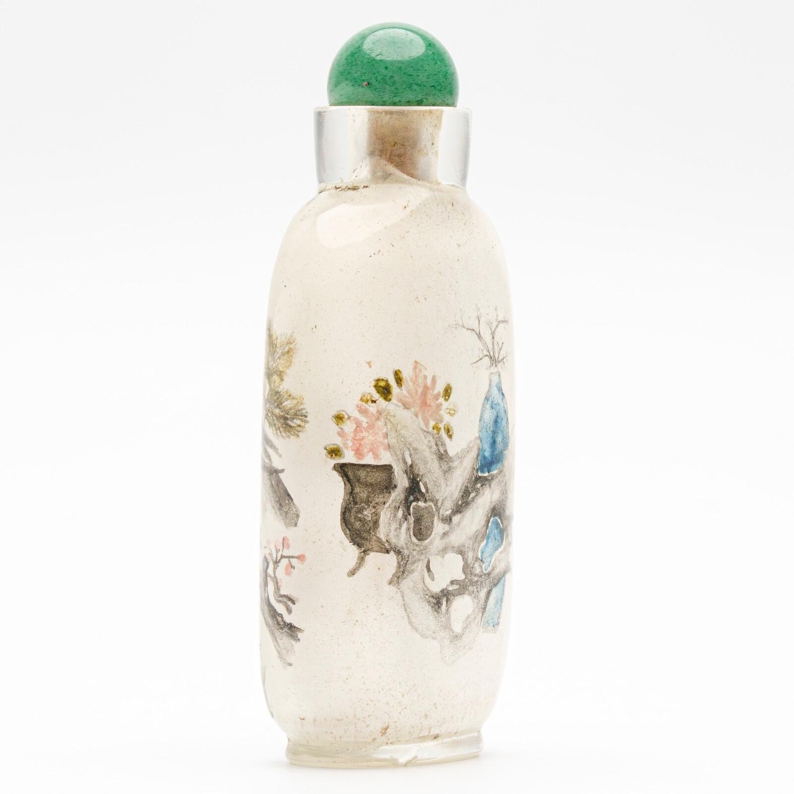 Chinese Snuff Bottle Hawk Pine Tree Peking Glass Translucent Auspicious Objects - Image 7
