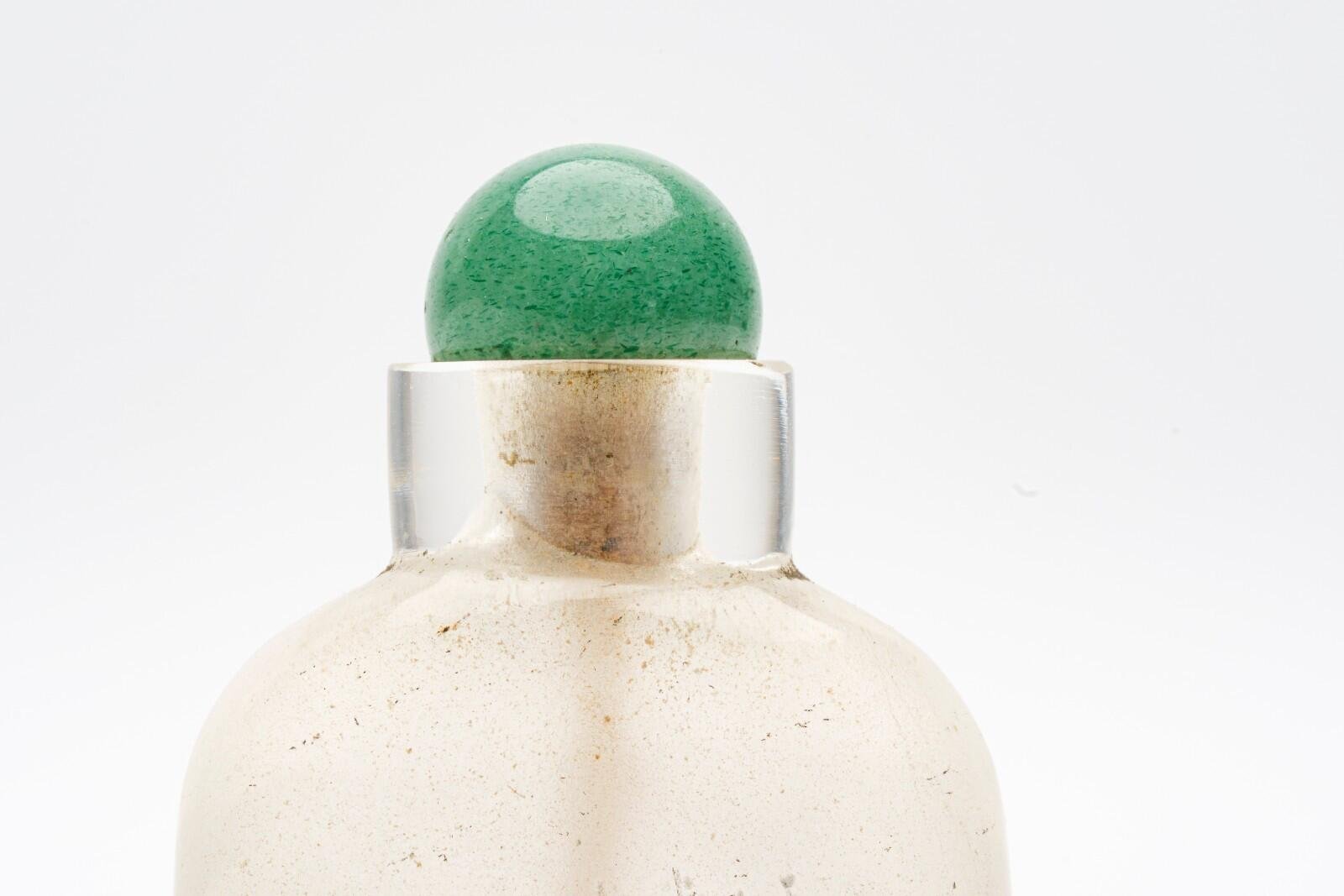 Chinese Snuff Bottle Hawk Pine Tree Peking Glass Translucent Auspicious Objects - Image 8