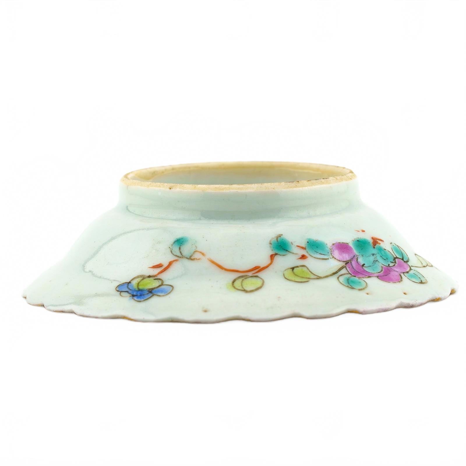 Chinese Porcelain Nyonya Peranakan Saucer Famille Rose Gilt Crane Phoenix 19th C - Image 8