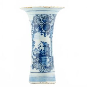Dutch Delftware Vase Porcelain Cobalt Blue White Floral Netherland Period 18th C
