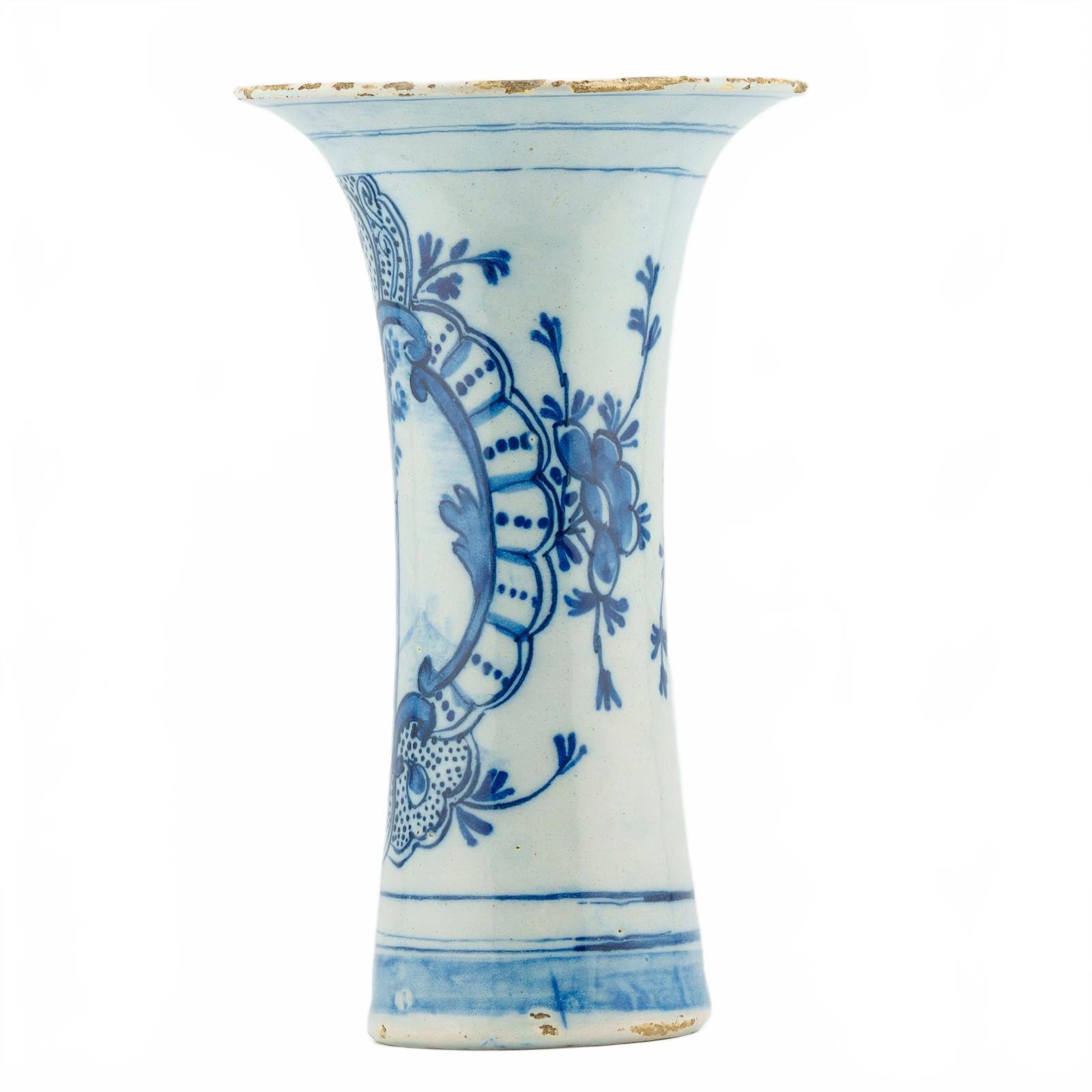 Dutch Delftware Vase Porcelain Cobalt Blue White Floral Netherland Period 18th C - Image 4