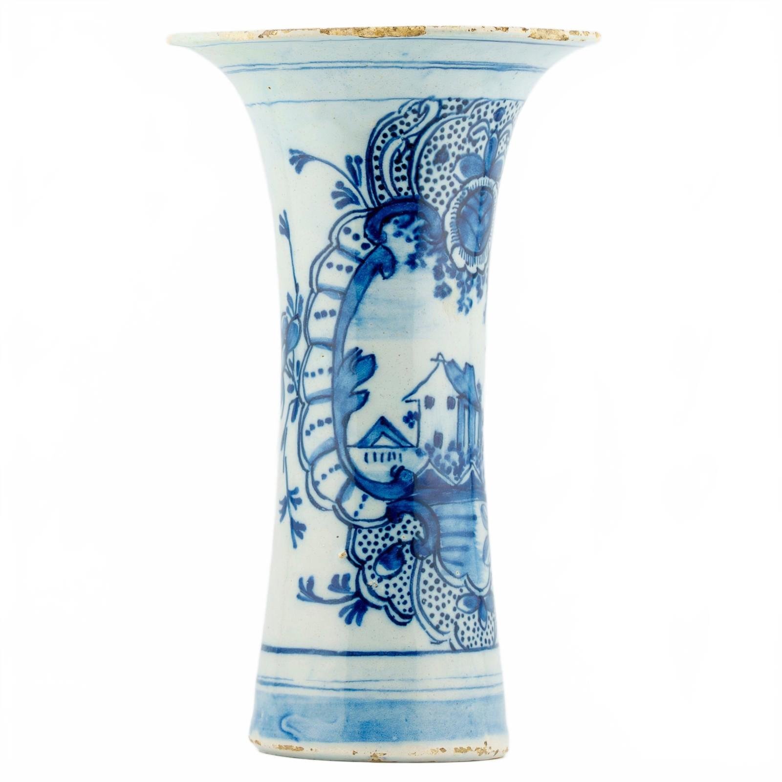 Dutch Delftware Vase Porcelain Cobalt Blue White Floral Netherland Period 18th C - Image 6