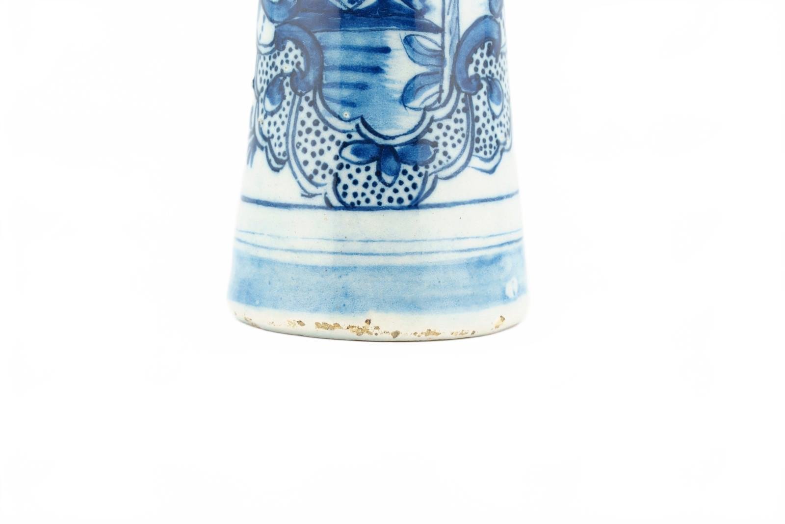 Dutch Delftware Vase Porcelain Cobalt Blue White Floral Netherland Period 18th C - Image 9