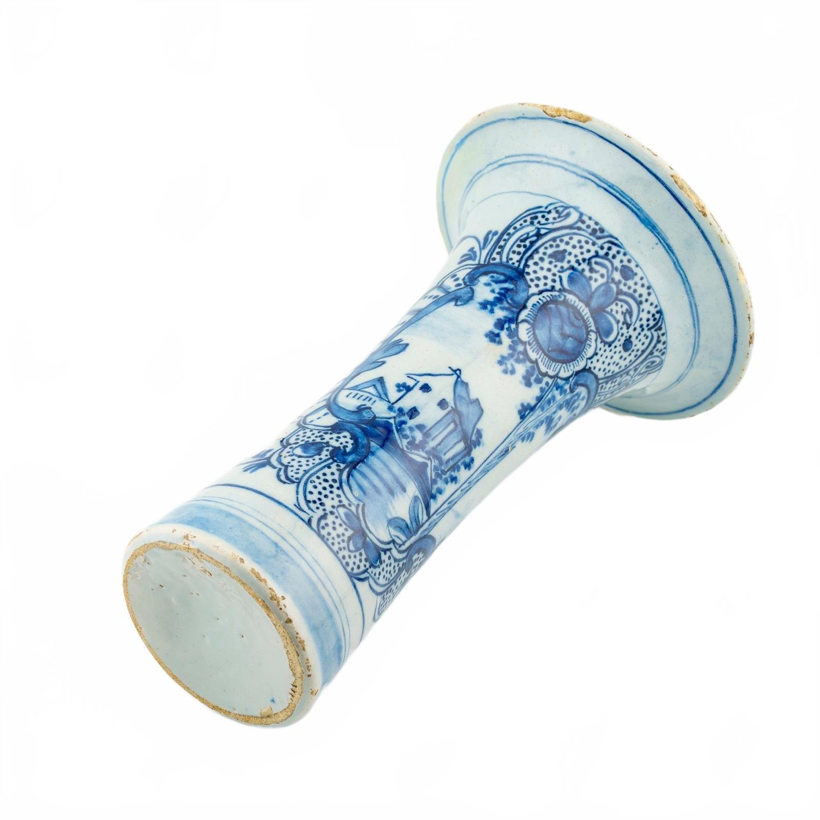 Dutch Delftware Vase Porcelain Cobalt Blue White Floral Netherland Period 18th C - Image 10
