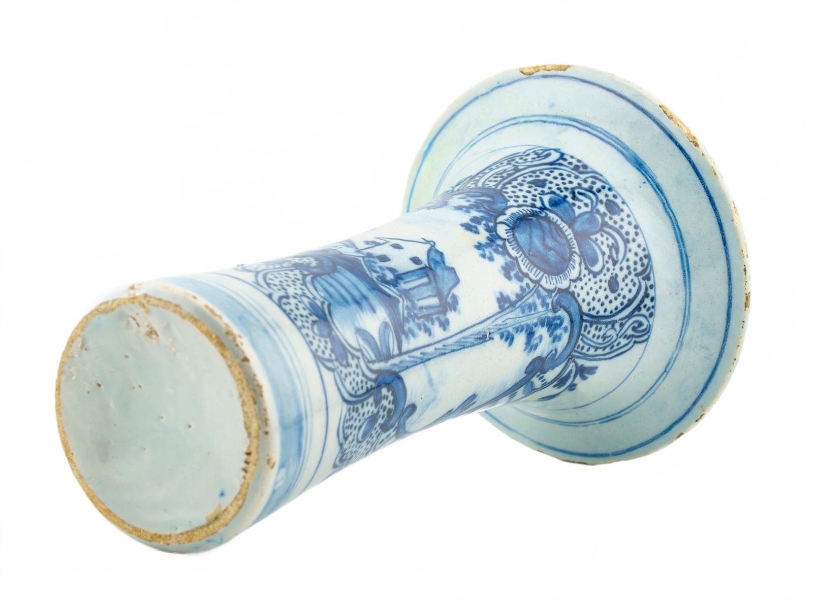 Dutch Delftware Vase Porcelain Cobalt Blue White Floral Netherland Period 18th C - Image 11