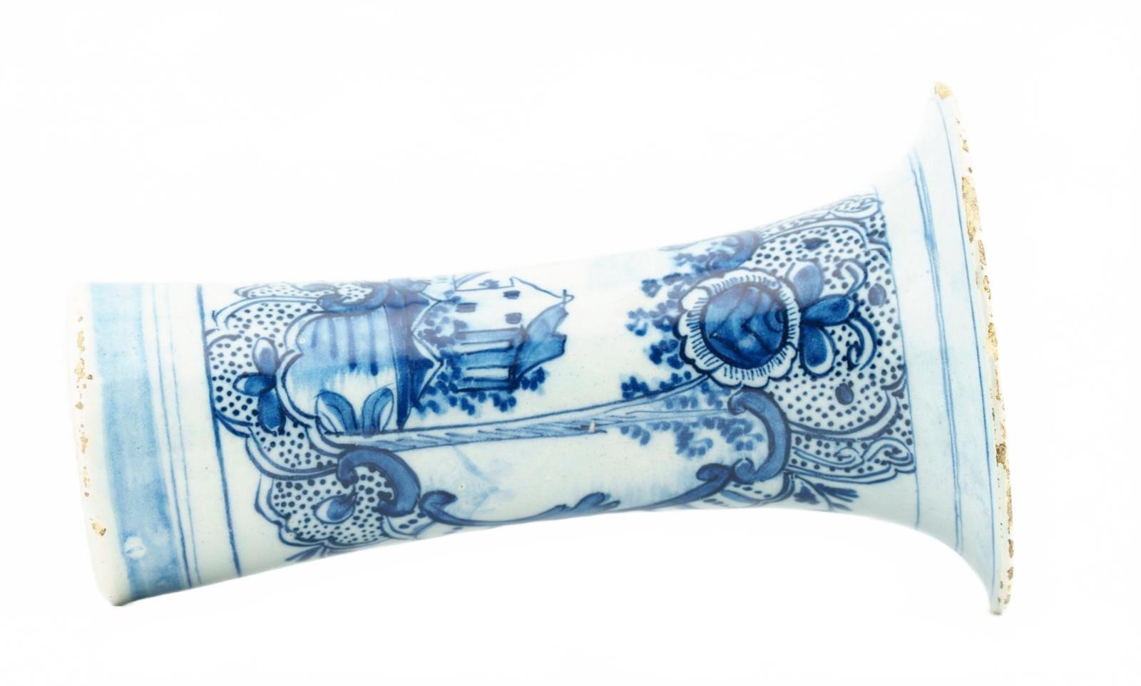 Dutch Delftware Vase Porcelain Cobalt Blue White Floral Netherland Period 18th C - Image 12
