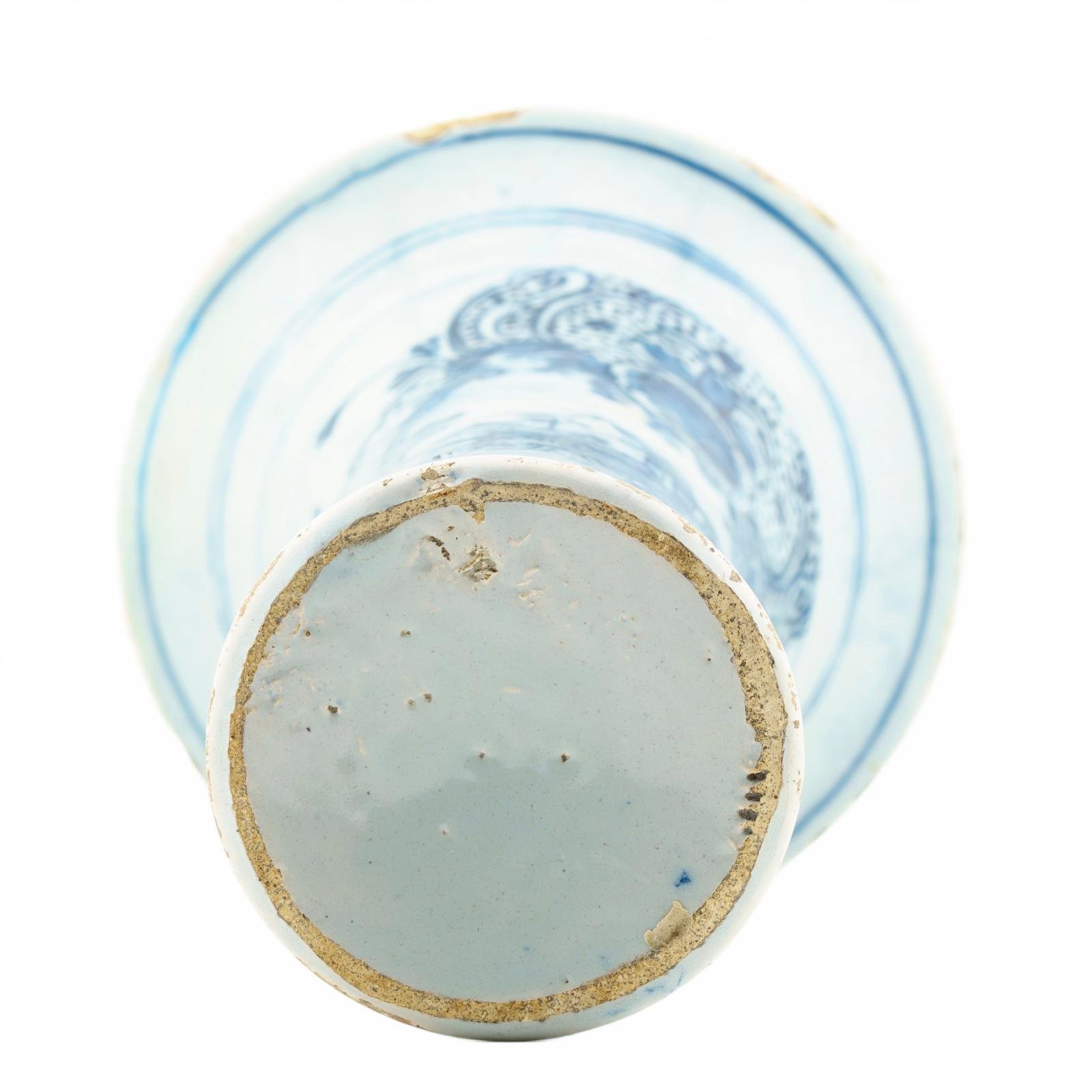 Dutch Delftware Vase Porcelain Cobalt Blue White Floral Netherland Period 18th C - Image 13