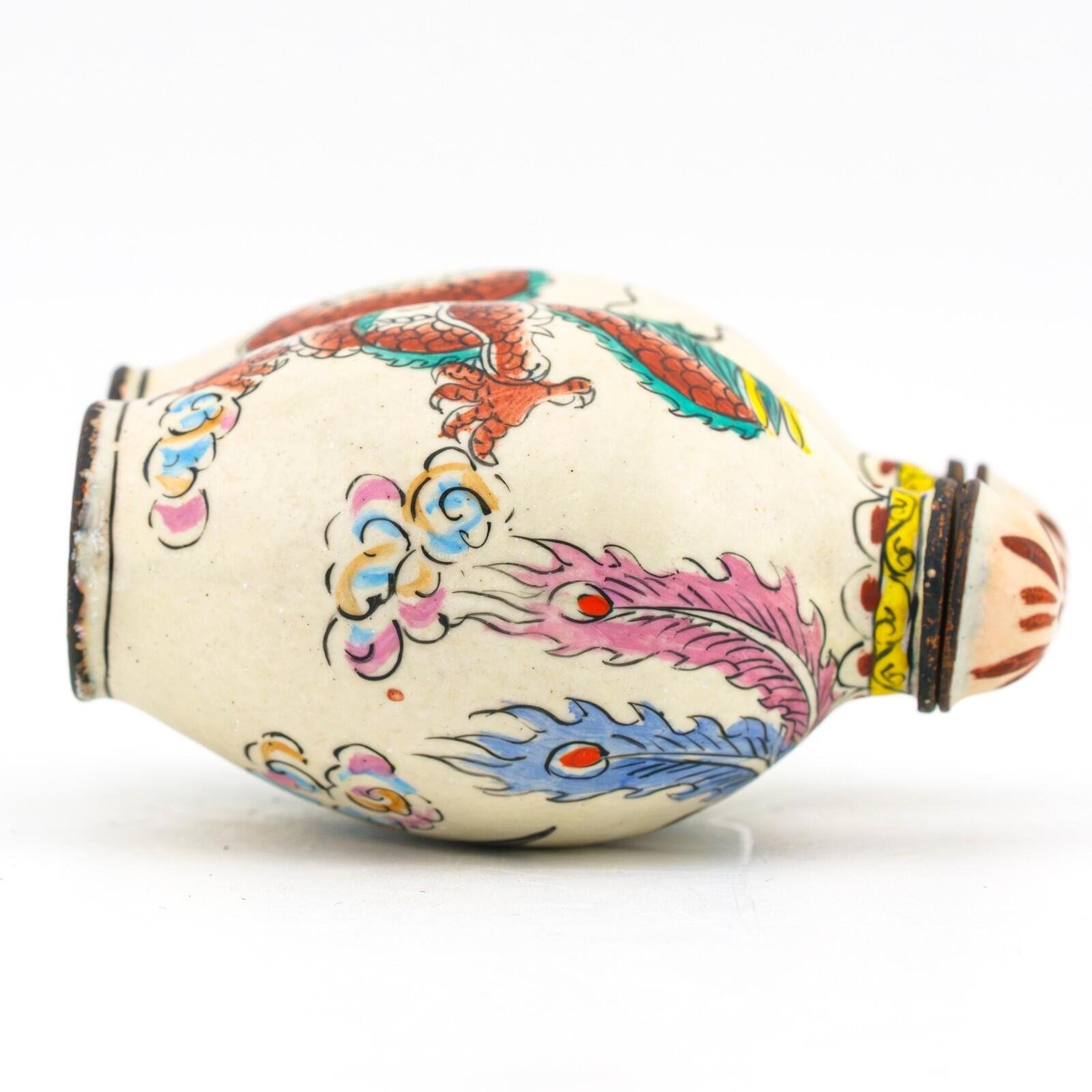Chinese Snuff Bottles Painted on Enamel Dragon Phoenix Qianlong Mark Late 20C - Image 11