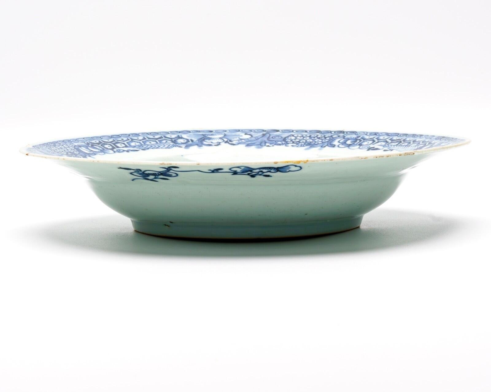 Chinese Porcelain Plate Blue White Lady Ma Magu Daoist Goddess Qing Qianlong 18C - Image 7