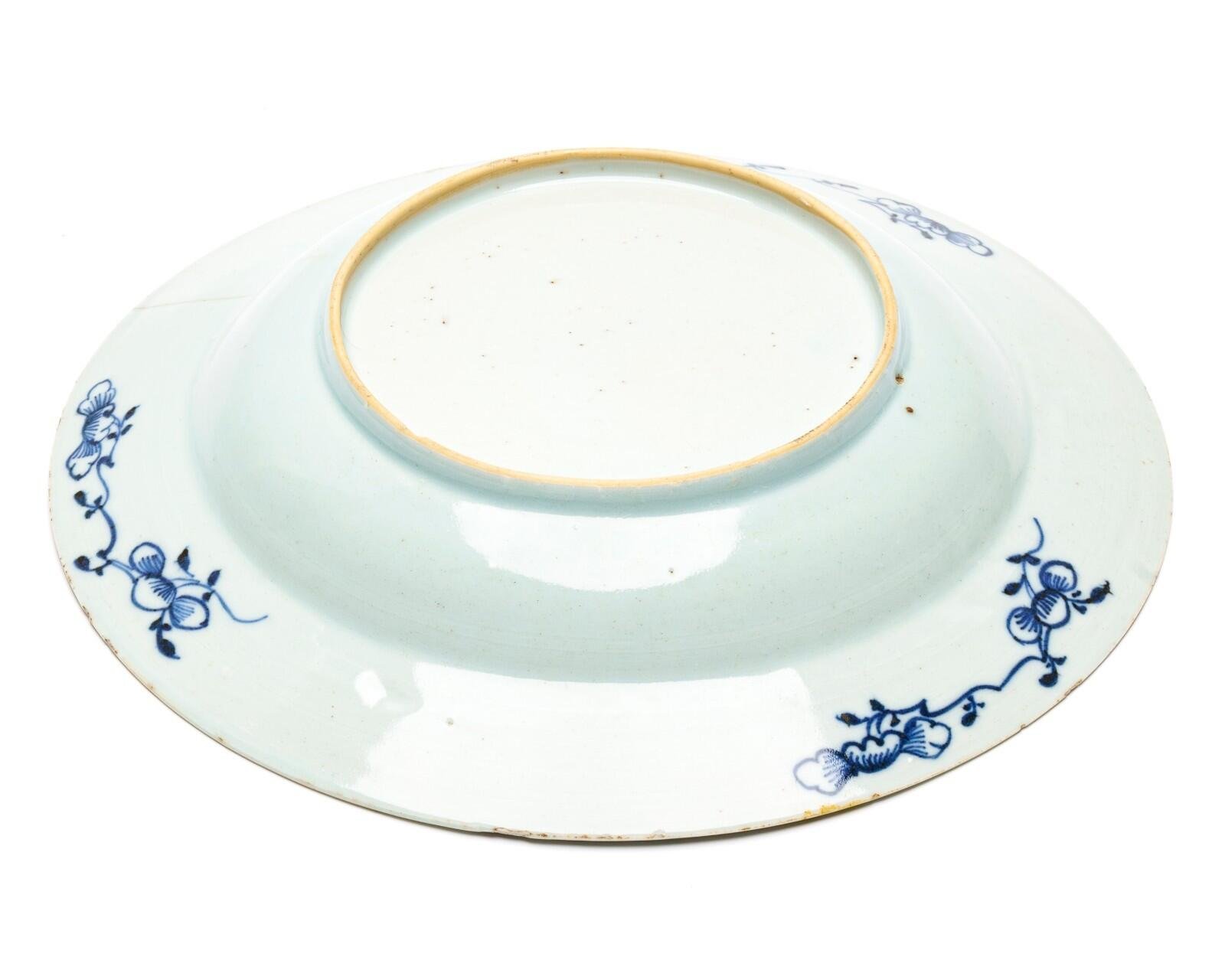 Chinese Porcelain Plate Blue White Lady Ma Magu Daoist Goddess Qing Qianlong 18C - Image 9
