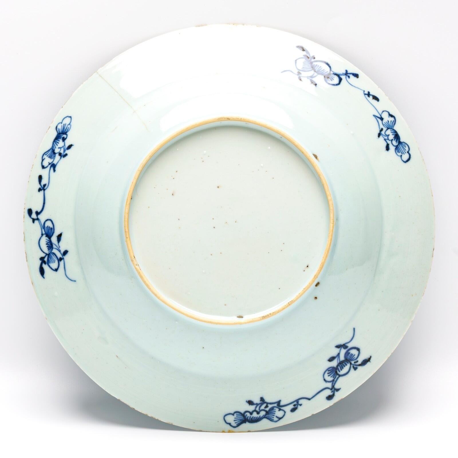 Chinese Porcelain Plate Blue White Lady Ma Magu Daoist Goddess Qing Qianlong 18C - Image 12