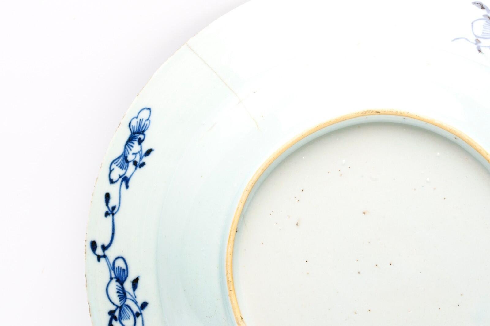 Chinese Porcelain Plate Blue White Lady Ma Magu Daoist Goddess Qing Qianlong 18C - Image 13