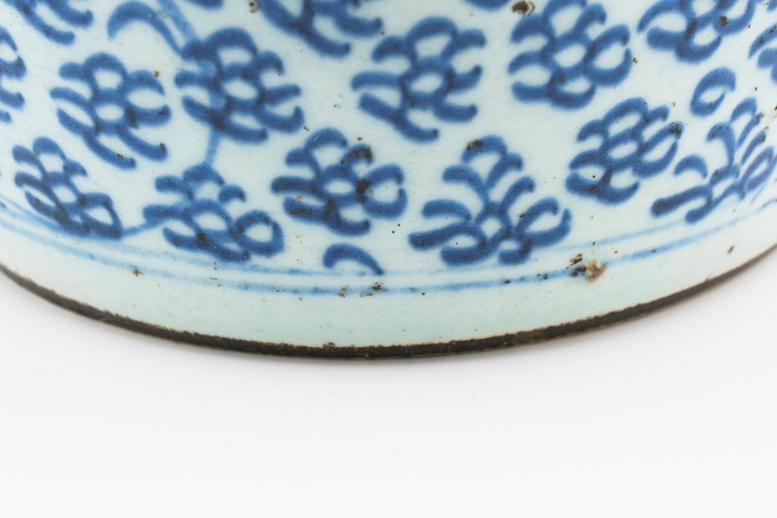 Chinese Porcelain Ginger Jar Blue White Lotus Scrolls Late Qing Period 19th C - Image 8