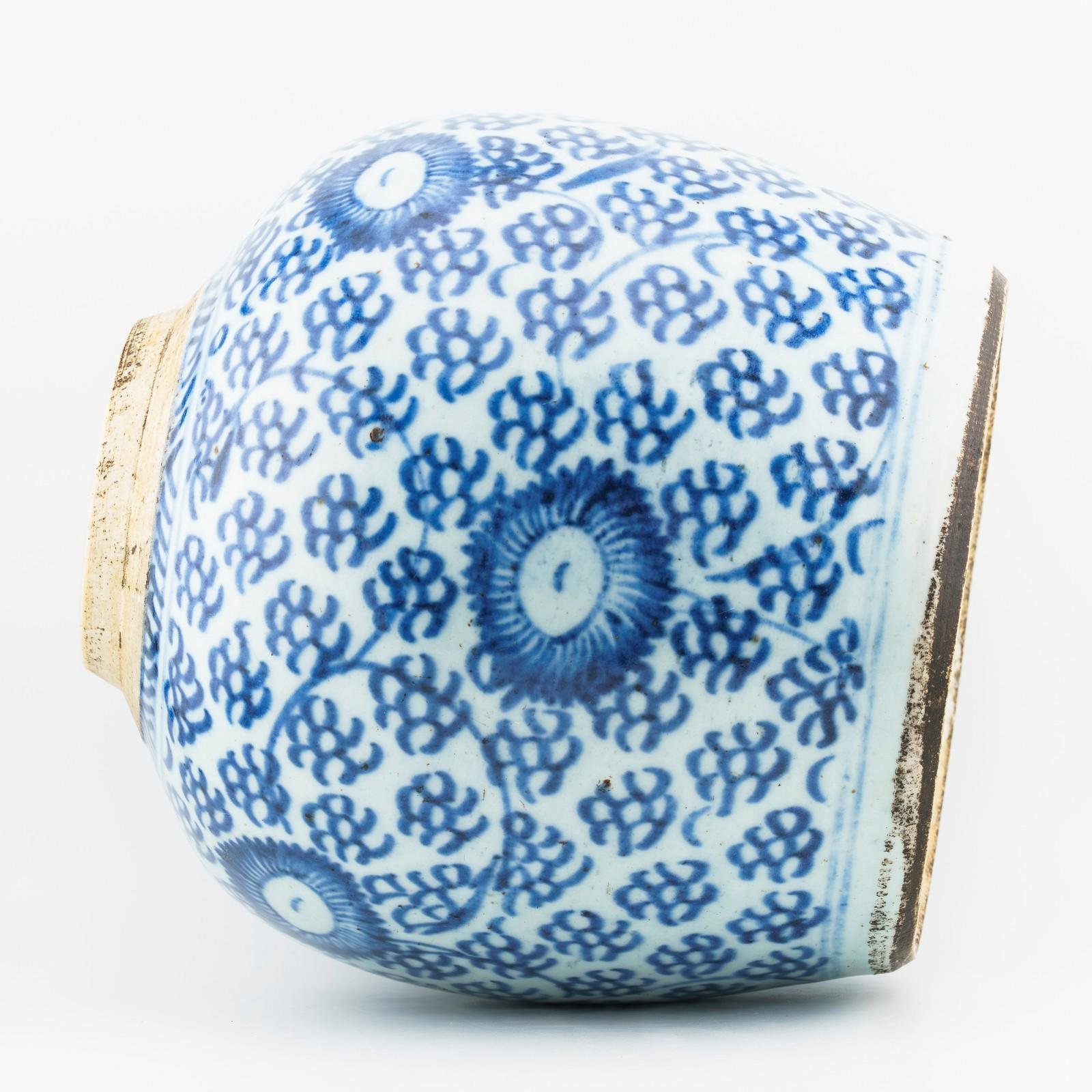 Chinese Porcelain Ginger Jar Blue White Lotus Scrolls Late Qing Period 19th C - Image 12