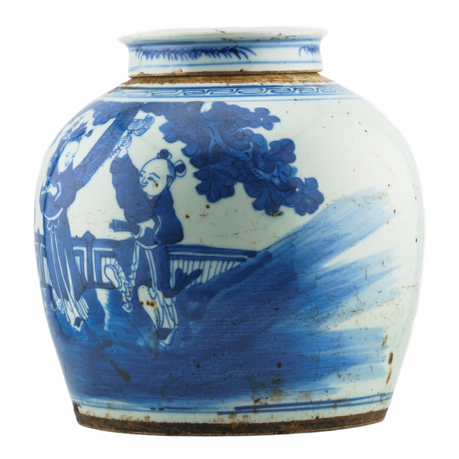 Chinese Porcelain Ginger Jar Blue White Hundreds Boys Late Qing Period 19th C - Image 6