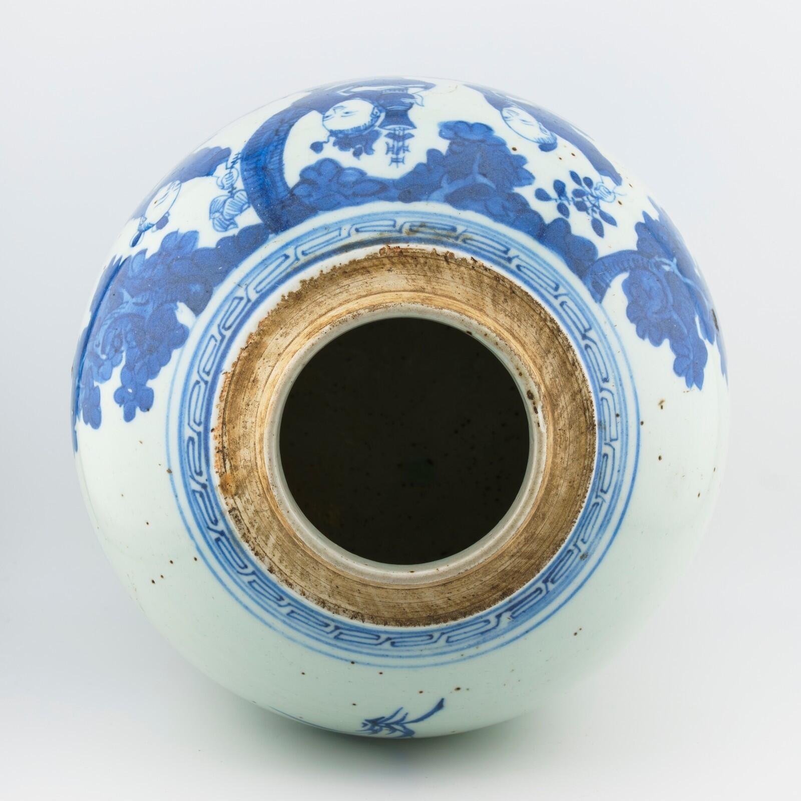 Chinese Porcelain Ginger Jar Blue White Hundreds Boys Late Qing Period 19th C - Image 14