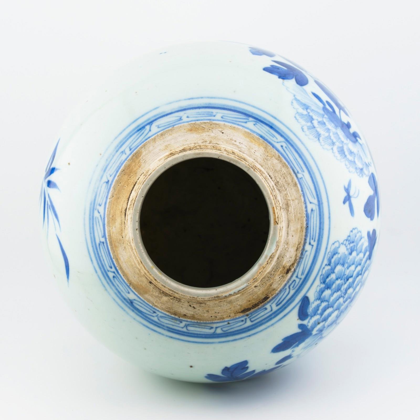 Chinese Porcelain Ginger Jar Blue White Butterfly Peony Late Qing Period 19th C - Image 12