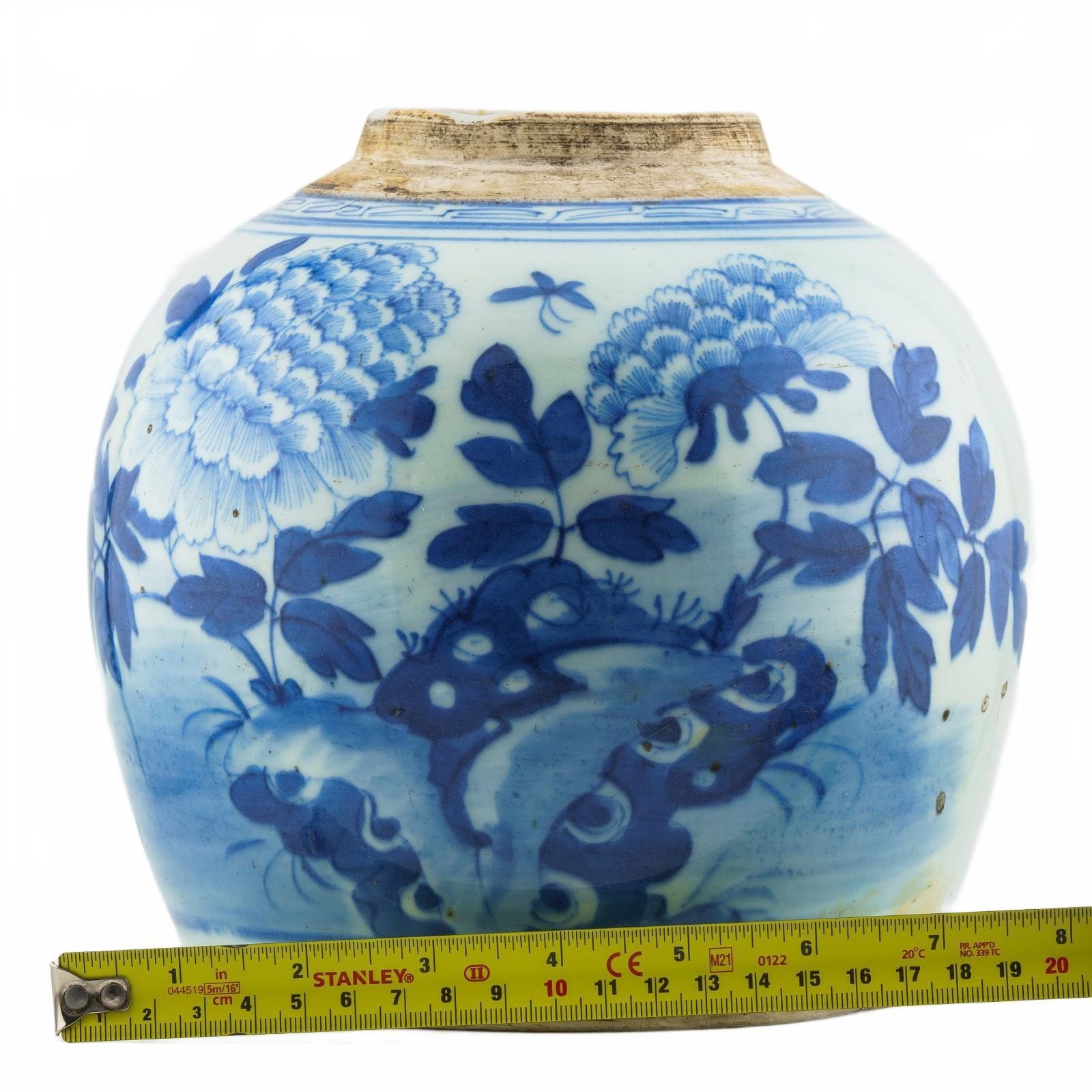 Chinese Porcelain Ginger Jar Blue White Butterfly Peony Late Qing Period 19th C - Image 14