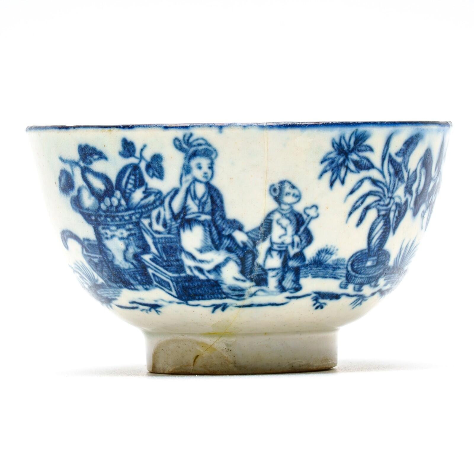 England Worcester Porcelain Bowl Cobalt Blue White Crescent Mark Dr Wall 18th C - Image 5