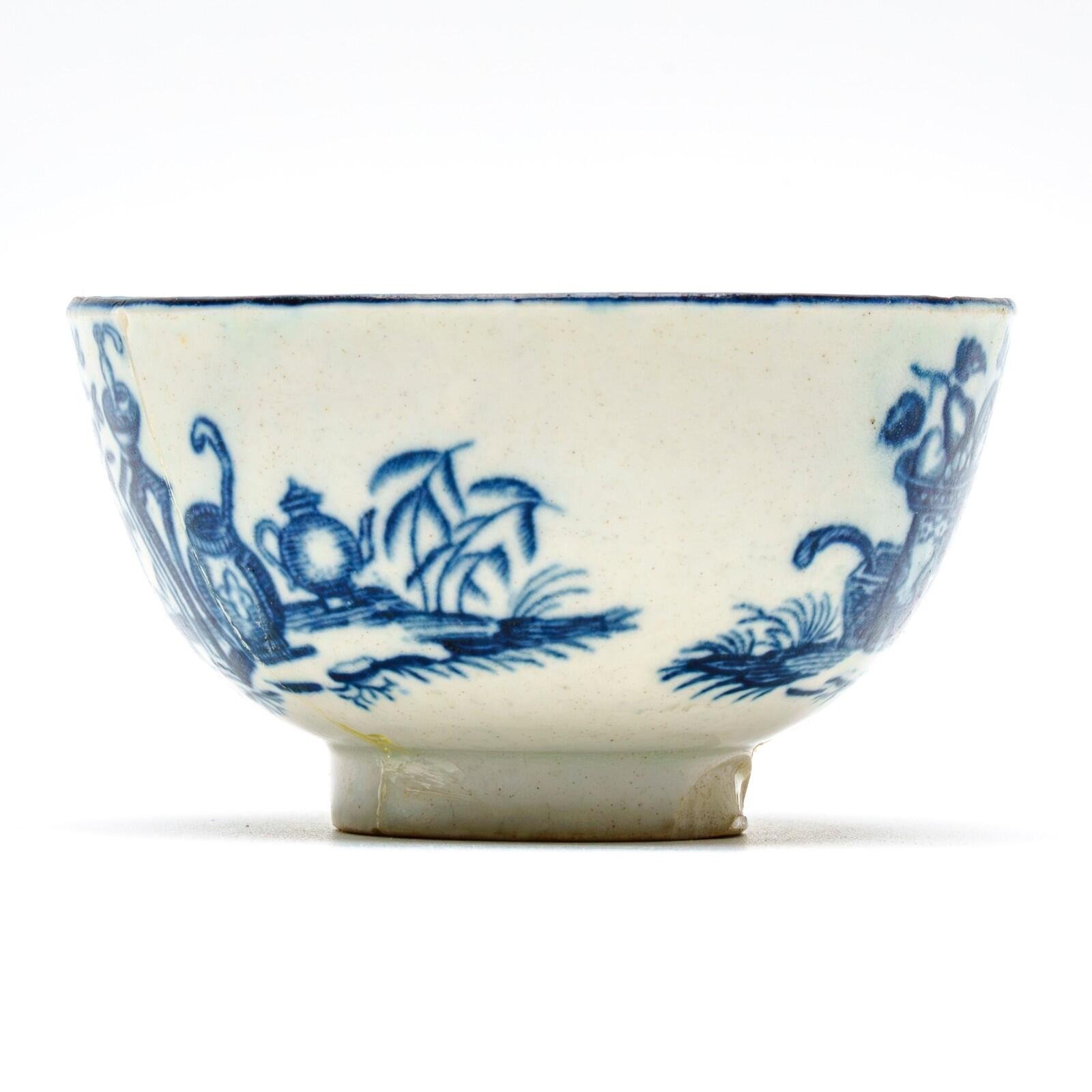 England Worcester Porcelain Bowl Cobalt Blue White Crescent Mark Dr Wall 18th C - Image 7